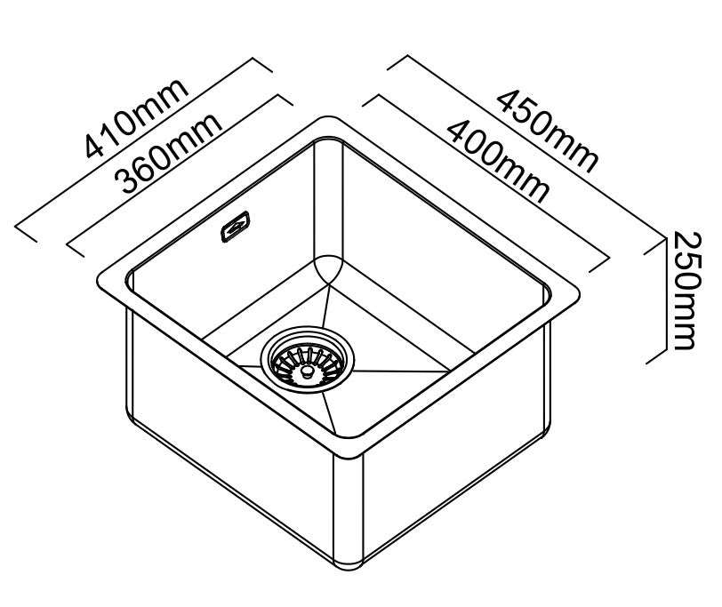 SCHOCK 36 LITRE SINGLE BOWL LAUNDRY SINK STAINLESS STEEL 410MM