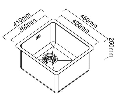 SCHOCK 36 LITRE SINGLE BOWL LAUNDRY SINK STAINLESS STEEL 410MM