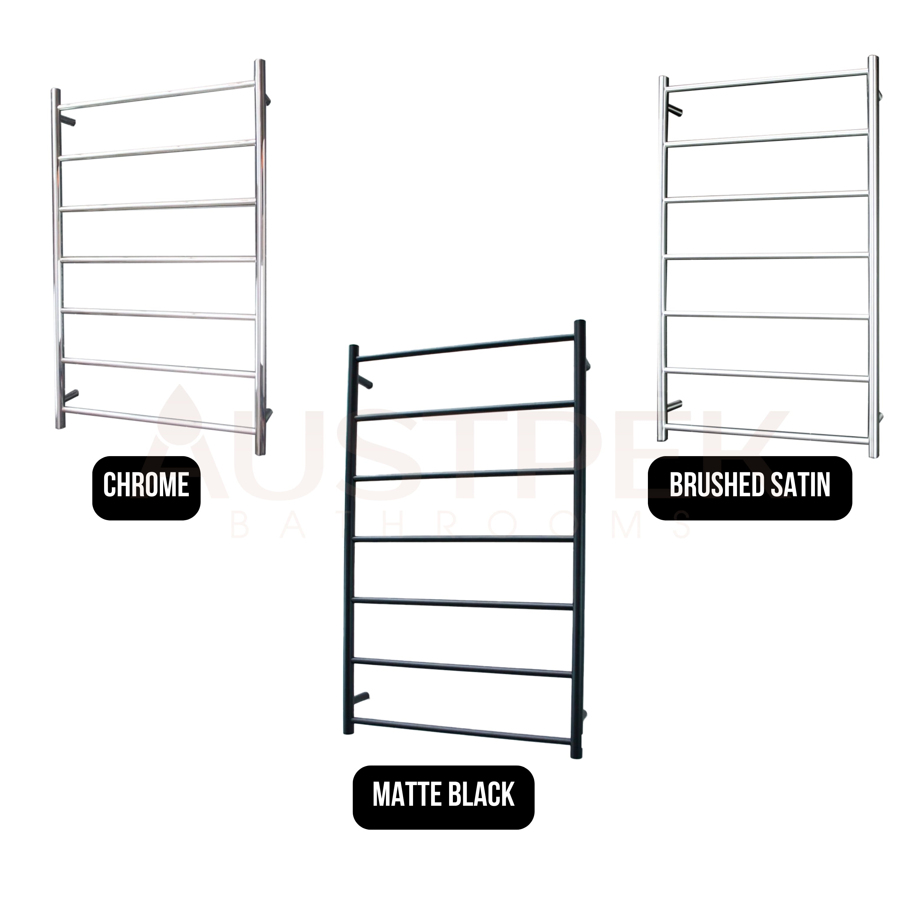 RADIANT HEATING 7-BARS ROUND NON-HEATED TOWEL RAIL MATTE BLACK 700MM