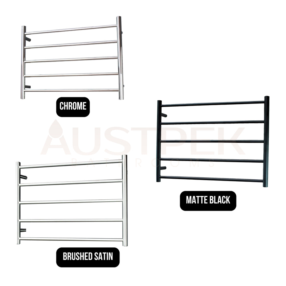 RADIANT HEATING 5-BARS ROUND NON-HEATED TOWEL RAIL MATTE BLACK 750MM