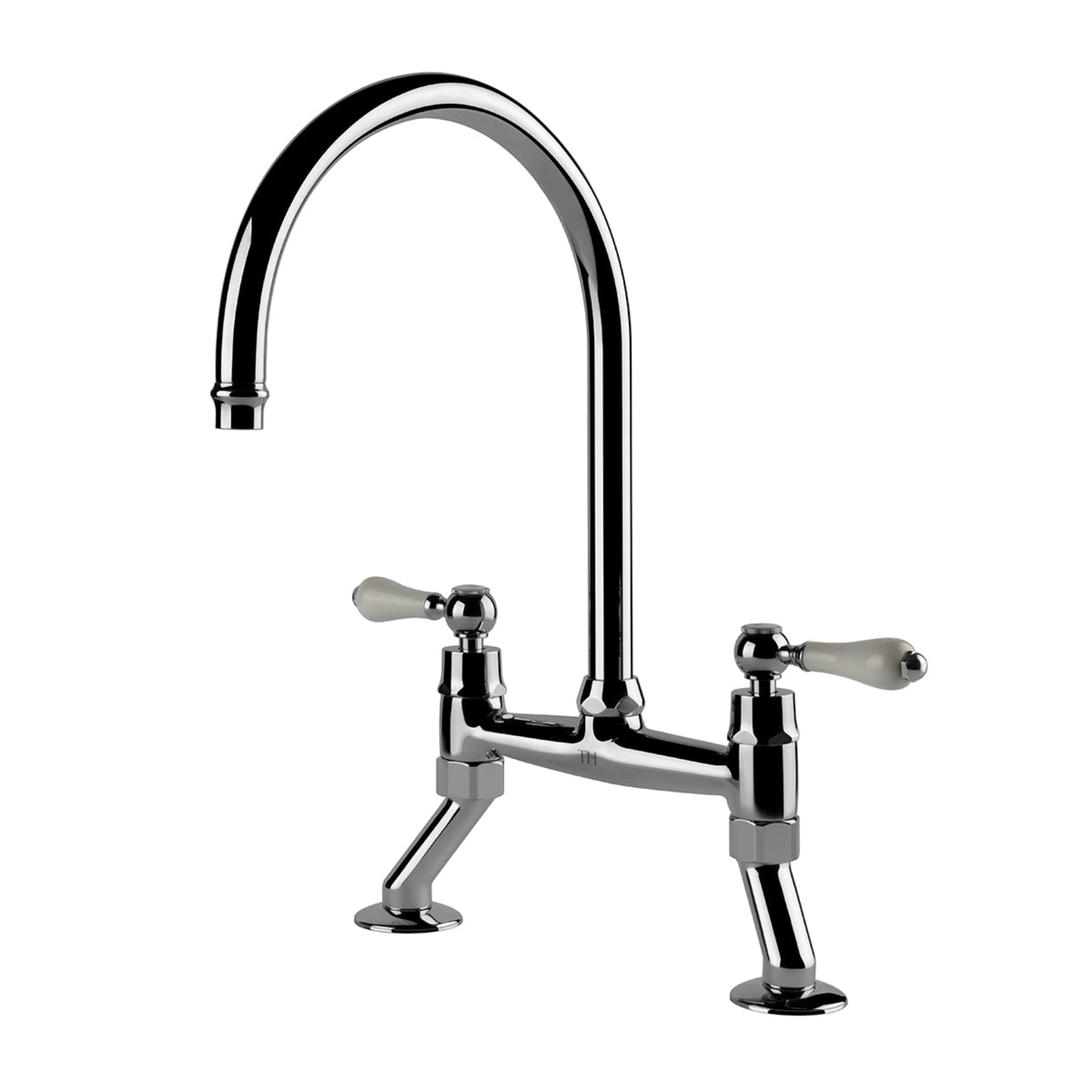 TURNER HASTINGS LUDLOW BRIDGE SINK MIXER TAP 400MM CHROME (CERAMIC HANDLE)