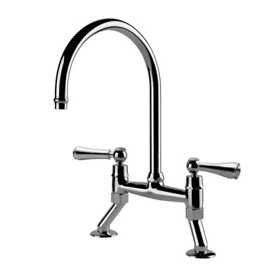 TURNER HASTINGS LUDLOW BRIDGE TAP MIXER WITH METAL LEVER HANDLE 400MM CHROME