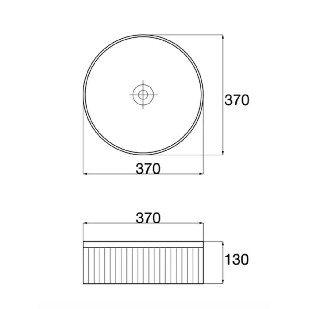CLAYA ROUND FLUTED ABOVE COUNTER BASIN GLOSS WHITE 370MM