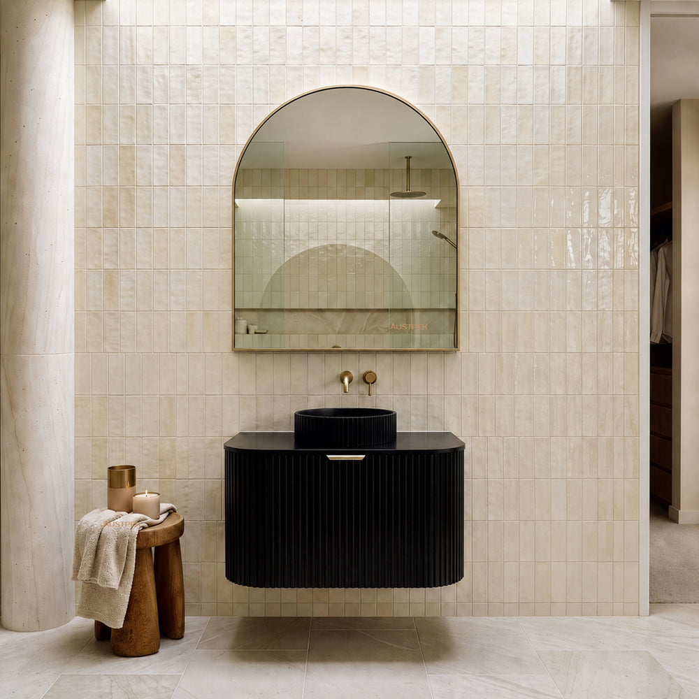 LUKKA AGENA MODERN MATTE BLACK 750MM SINGLE BOWL WALL HUNG VANITY