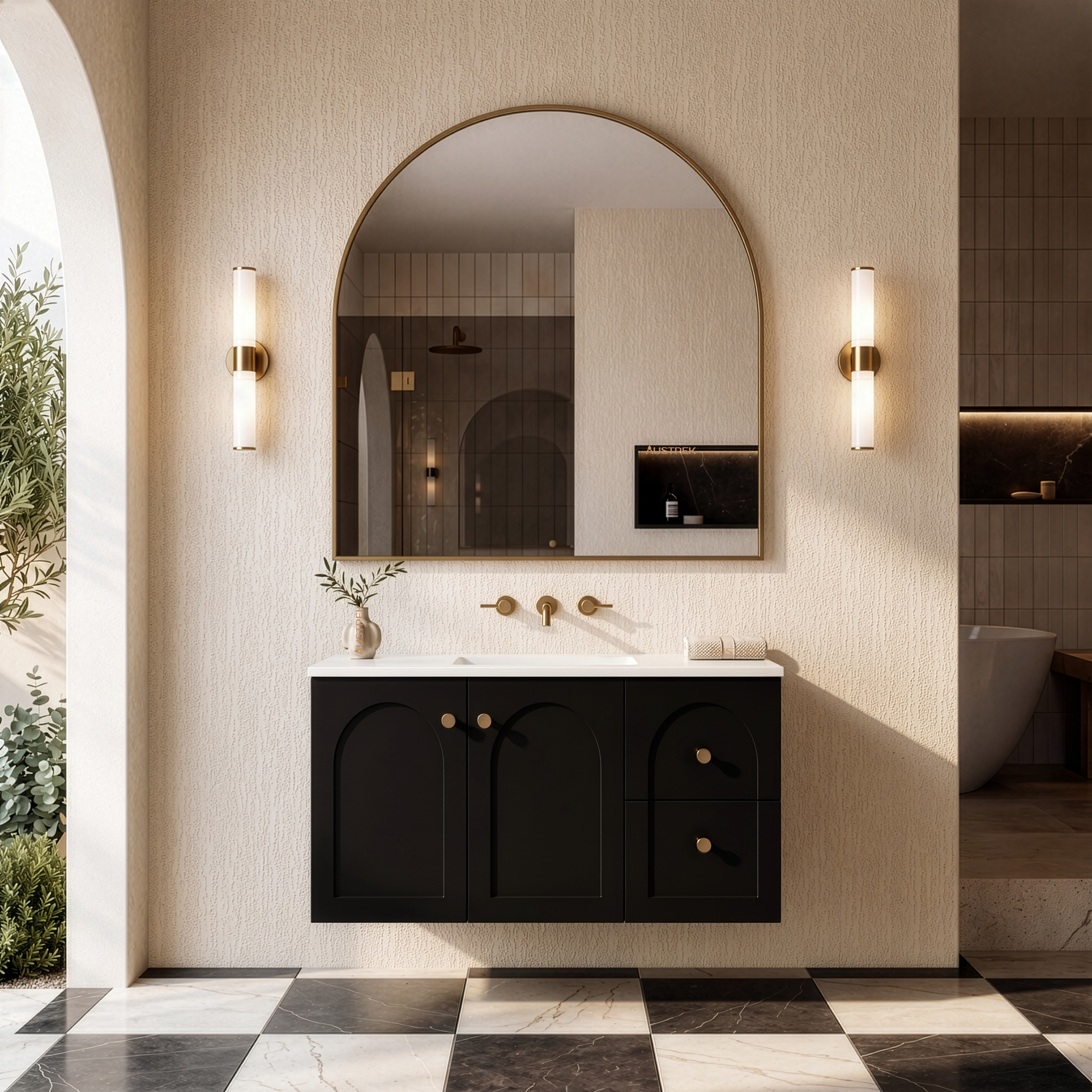 LUKKA CHESTER FEDERATION MATTE BLACK 900MM SINGLE BOWL WALL HUNG VANITY (AVAILABLE IN LEFT HAND DRAWER AND RIGHT HAND DRAWER)