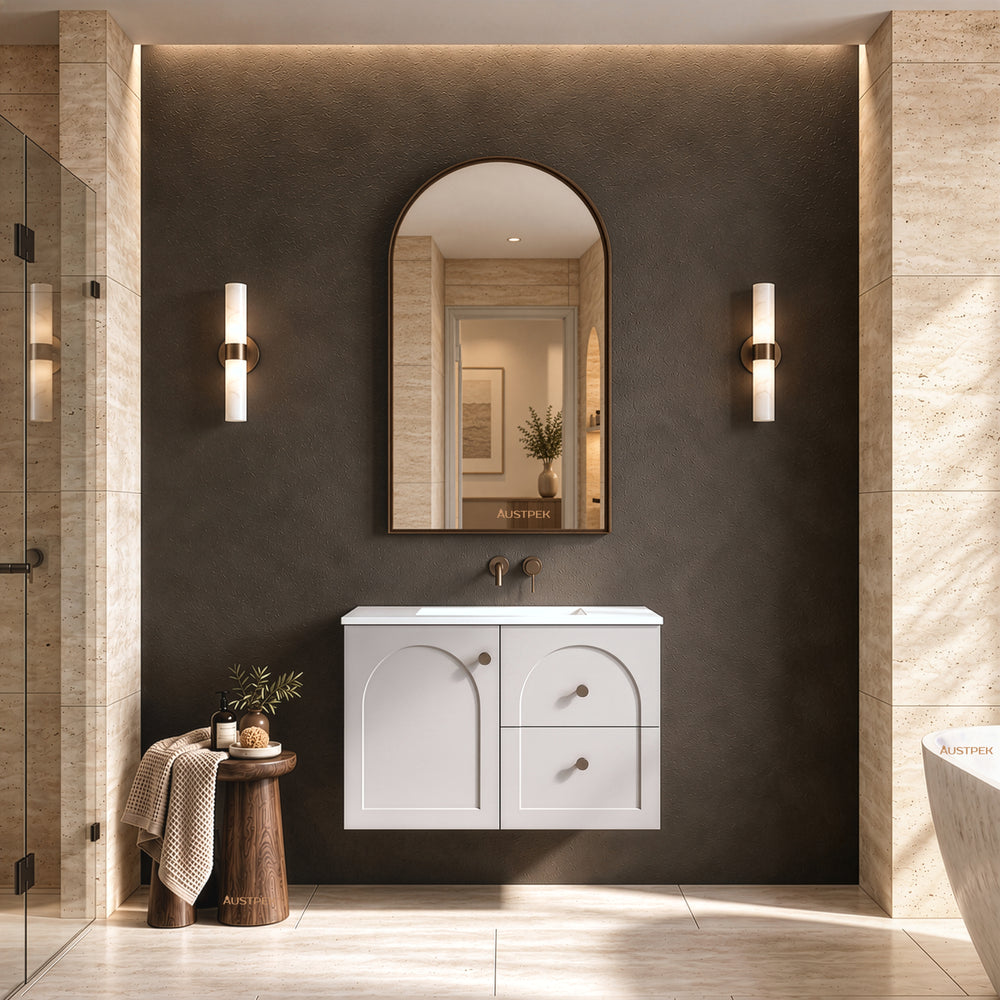 LUKKA CHESTER FEDERATION MATTE GREY 750MM SINGLE BOWL WALL HUNG VANITY (AVAILABLE IN LEFT HAND DRAWER AND RIGHT HAND DRAWER)