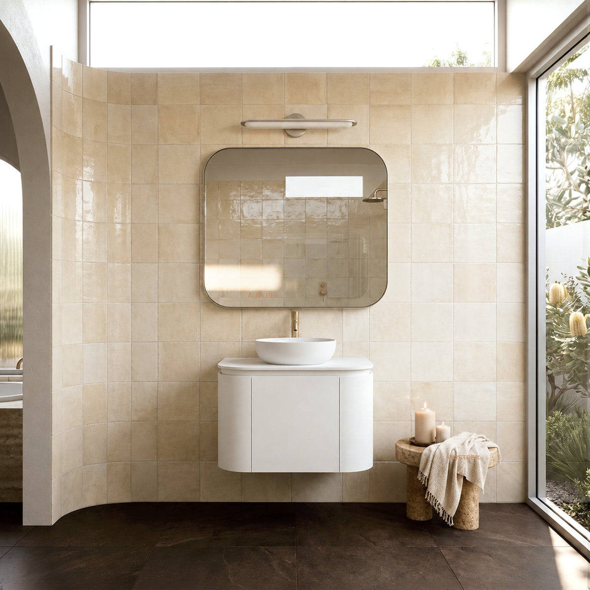 LUKKA DEVITO MATTE WHITE 600MM CURVE SINGLE BOWL WALL HUNG VANITY
