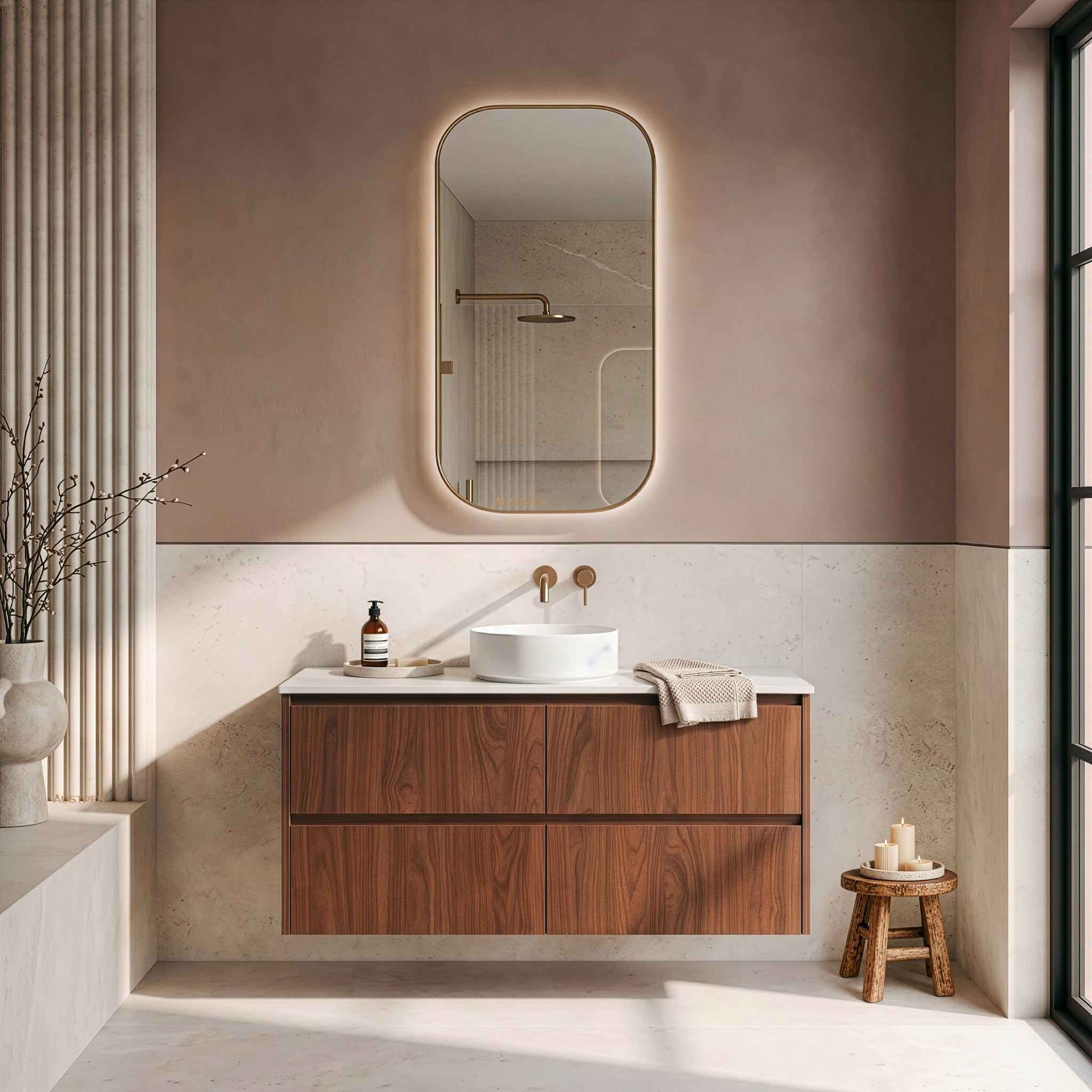 LUKKA GLADSTONE MODERN MOCHA OAK 1200MM SINGLE BOWL WALL HUNG VANITY