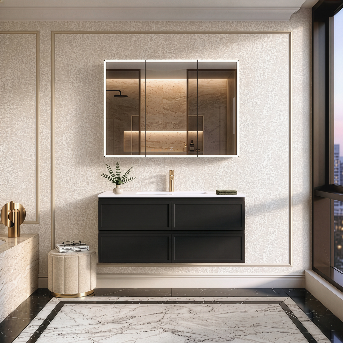 LUKKA HAMILTON MATTE BLACK 1200MM SINGLE BOWL WALL HUNG VANITY