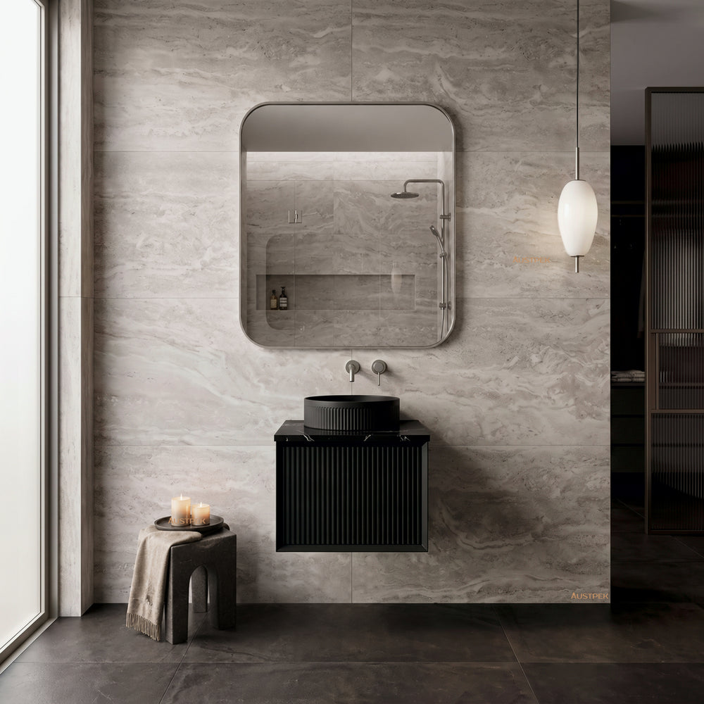LUKKA KLIFF MODERN MATTE BLACK 600MM SINGLE BOWL WALL HUNG VANITY