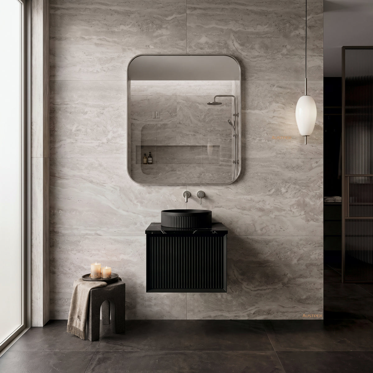 LUKKA KLIFF MODERN MATTE BLACK 600MM SINGLE BOWL WALL HUNG VANITY