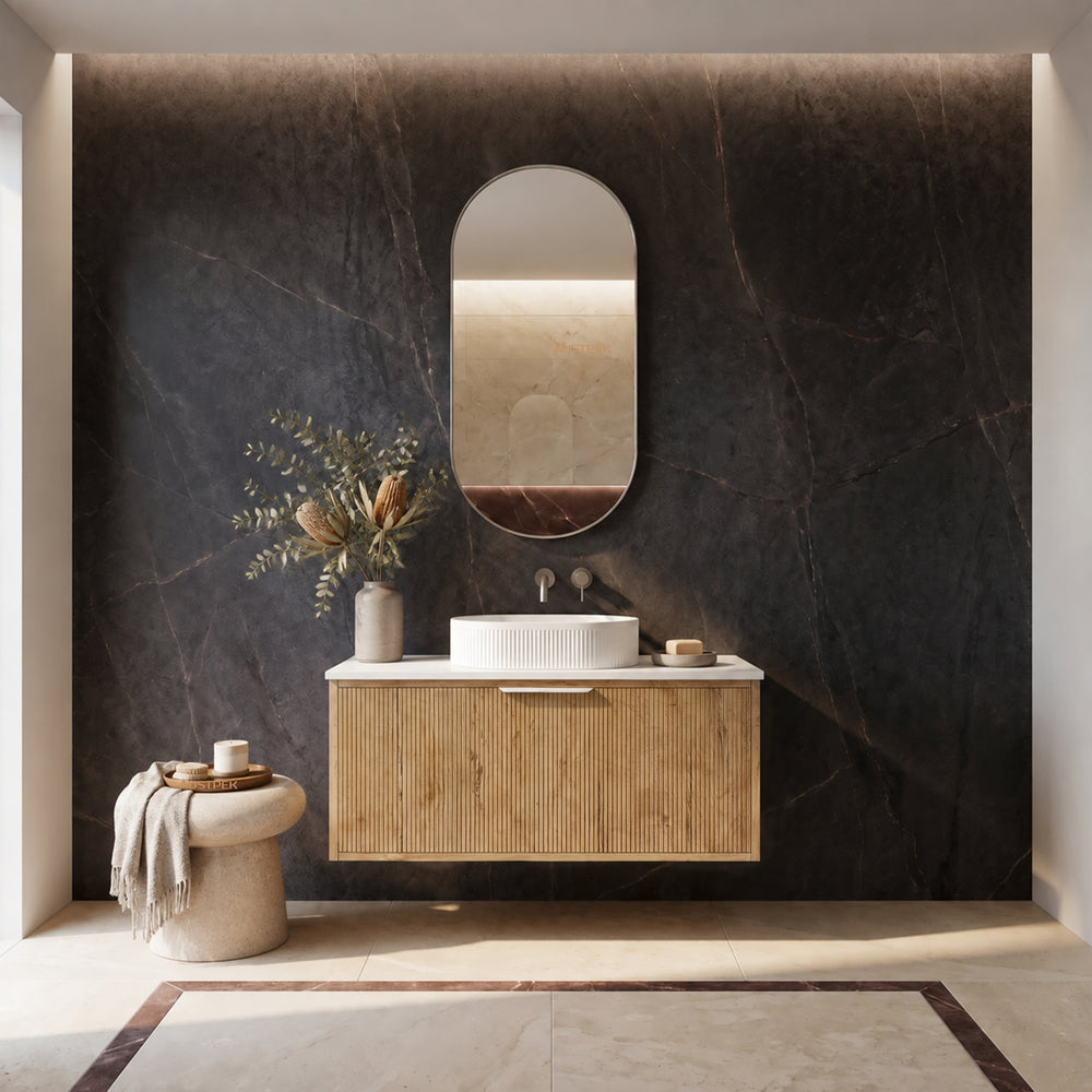 LUKKA KLIFF PRIME OAK 900MM SINGLE BOWL WALL HUNG VANITY