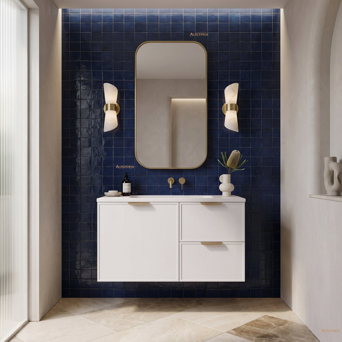 LUKKA MADURA FEDERATION MATTE WHITE 900MM SINGLE BOWL WALL HUNG VANITY (AVAILABLE IN LEFT AND RIGHT HAND DRAWER)