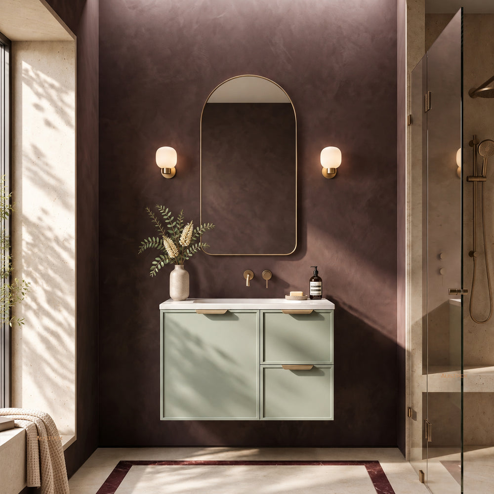 LUKKA MADURA FEDERATION OLIVE GREEN 750MM SINGLE BOWL WALL HUNG VANITY
