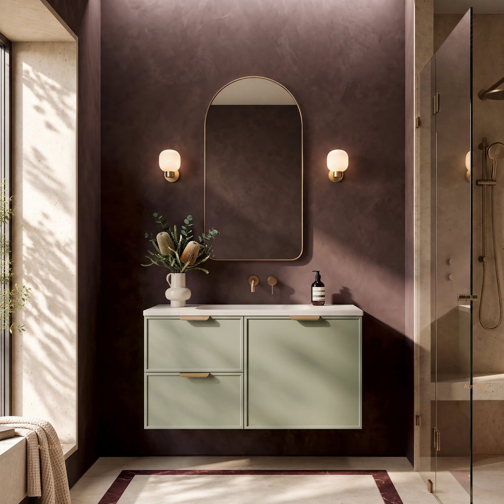 LUKKA MADURA FEDERATION OLIVE GREEN 900MM SINGLE BOWL WALL HUNG VANITY