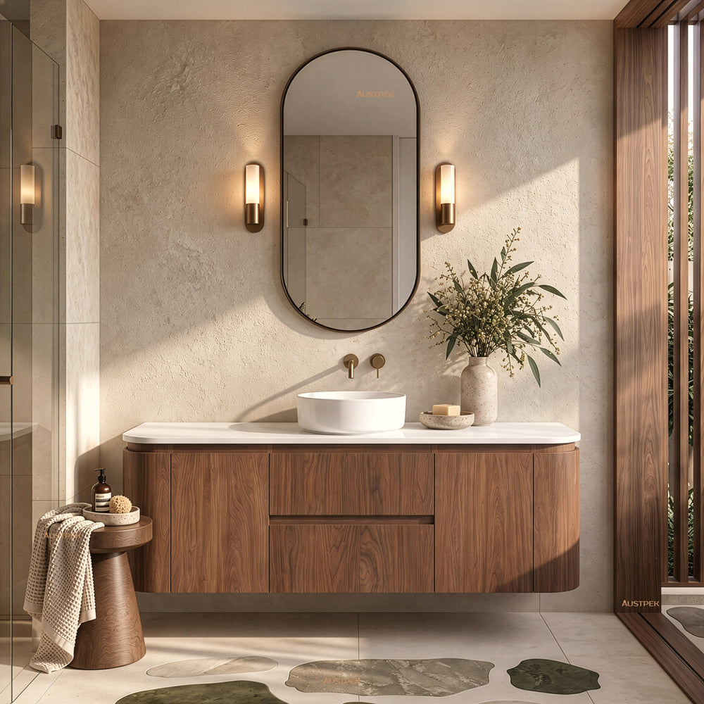 LUKKA RAVELLO MOCHA OAK WOODMATT 1500MM SINGLE BOWL WALL HUNG VANITY