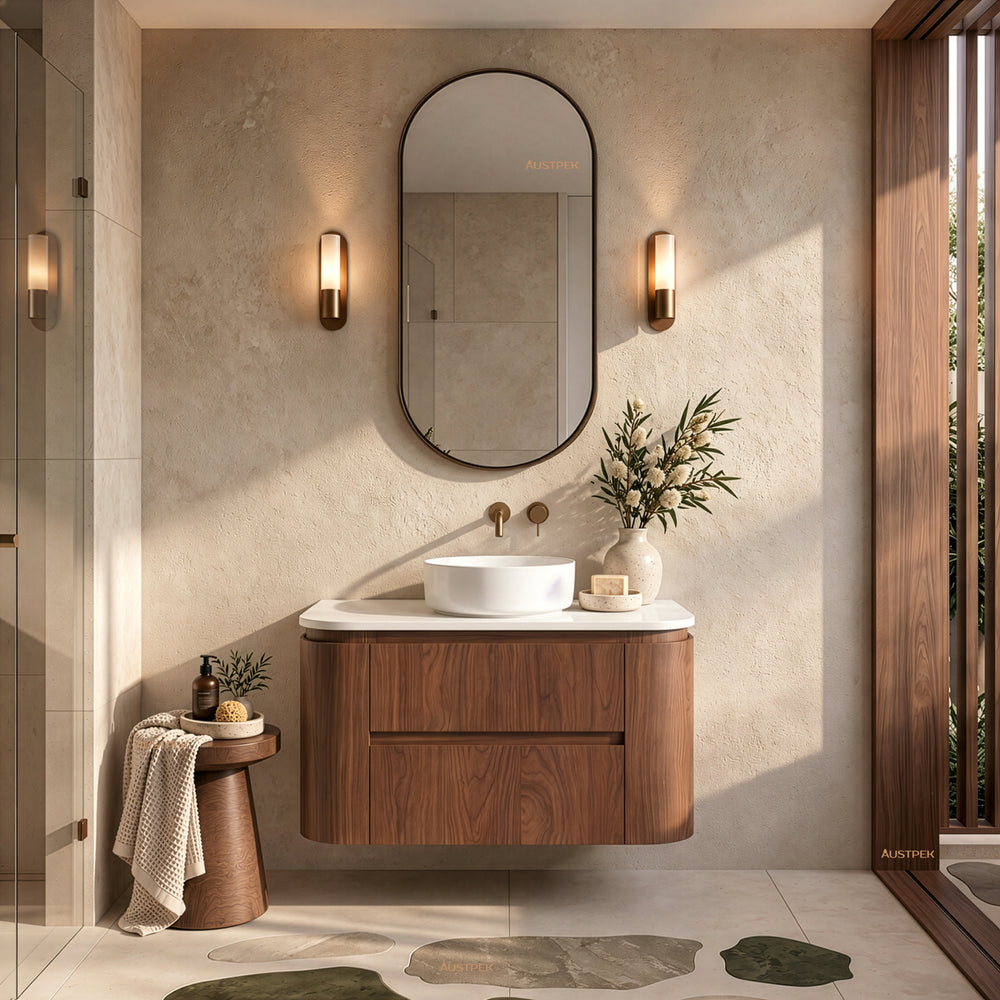 LUKKA RAVELLO MOCHA OAK WOODMATT 900MM WALL HUNG VANITY