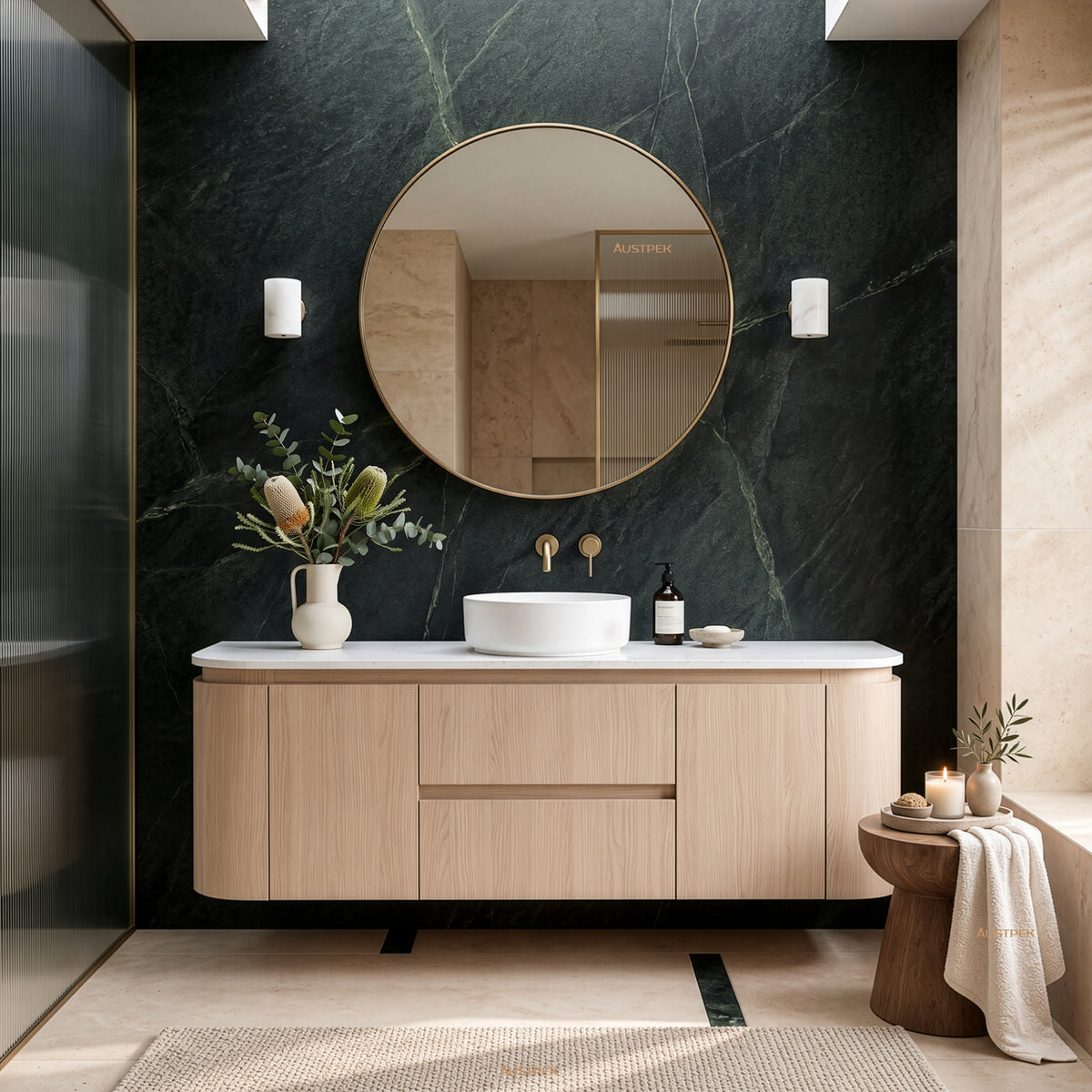 LUKKA RAVELLO SANDY OAK WOODMATT 1500MM SINGLE BOWL WALL HUNG VANITY