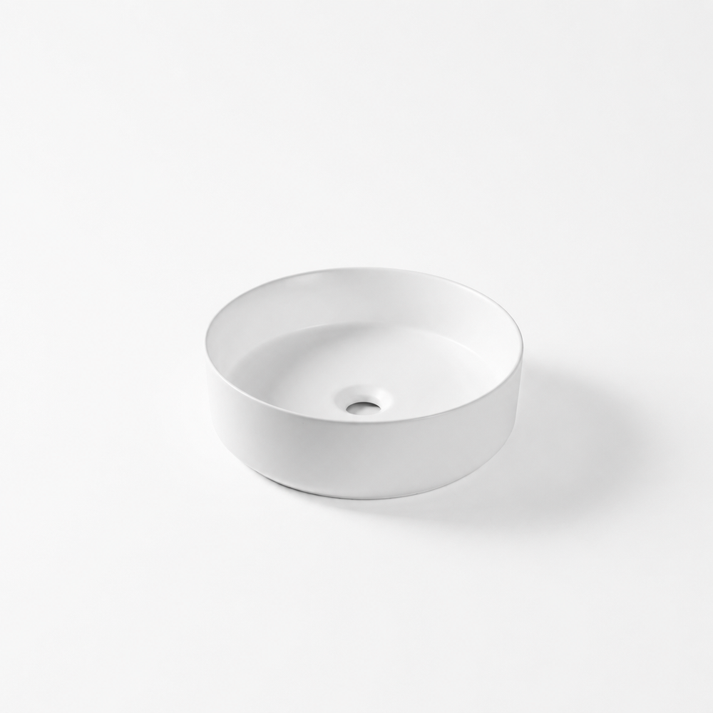 CLAYA ROUND ABOVE COUNTER BASIN GLOSS WHITE 405MM