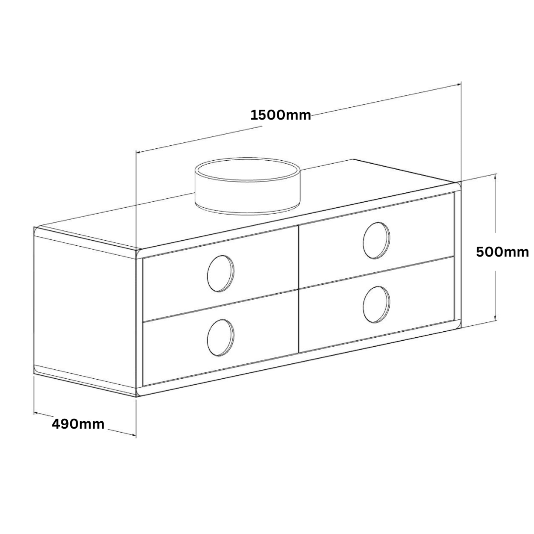 JR BESPOKE LUNA SOLID TIMBER CUSTOM WALL HUNG VANITY (ALL SIZING)