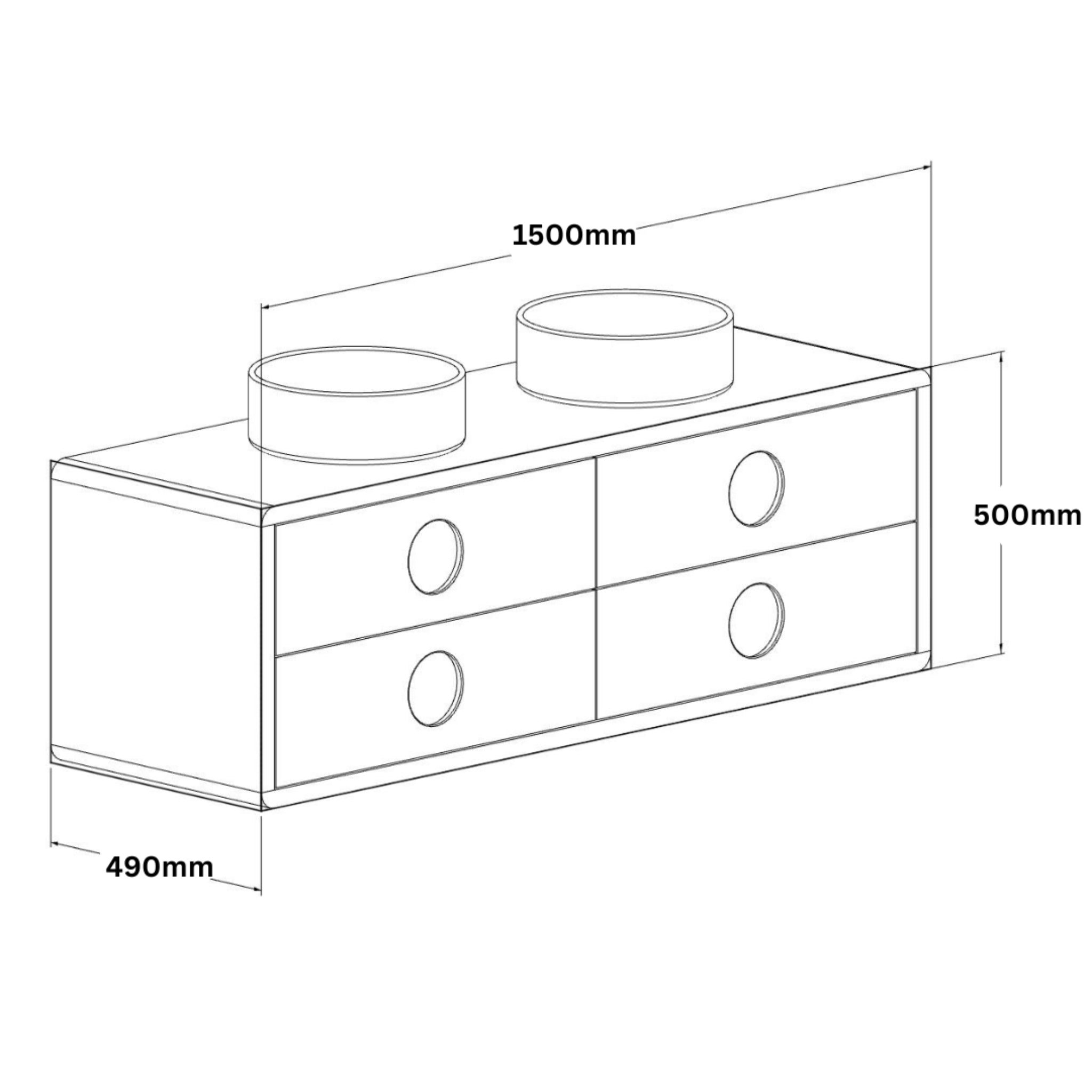 JR BESPOKE LUNA SOLID TIMBER CUSTOM WALL HUNG VANITY (ALL SIZING)