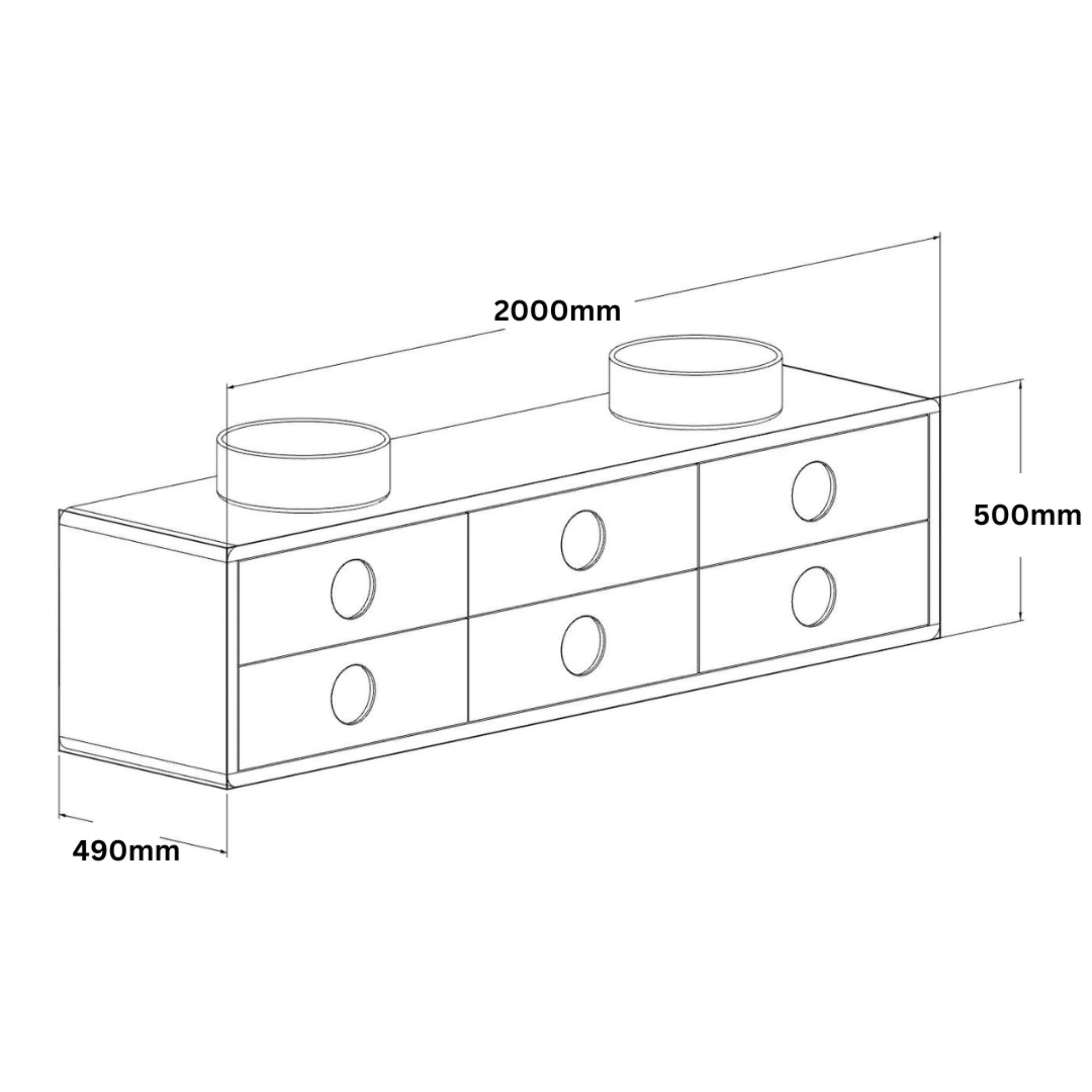 JR BESPOKE LUNA SOLID TIMBER CUSTOM WALL HUNG VANITY (ALL SIZING)