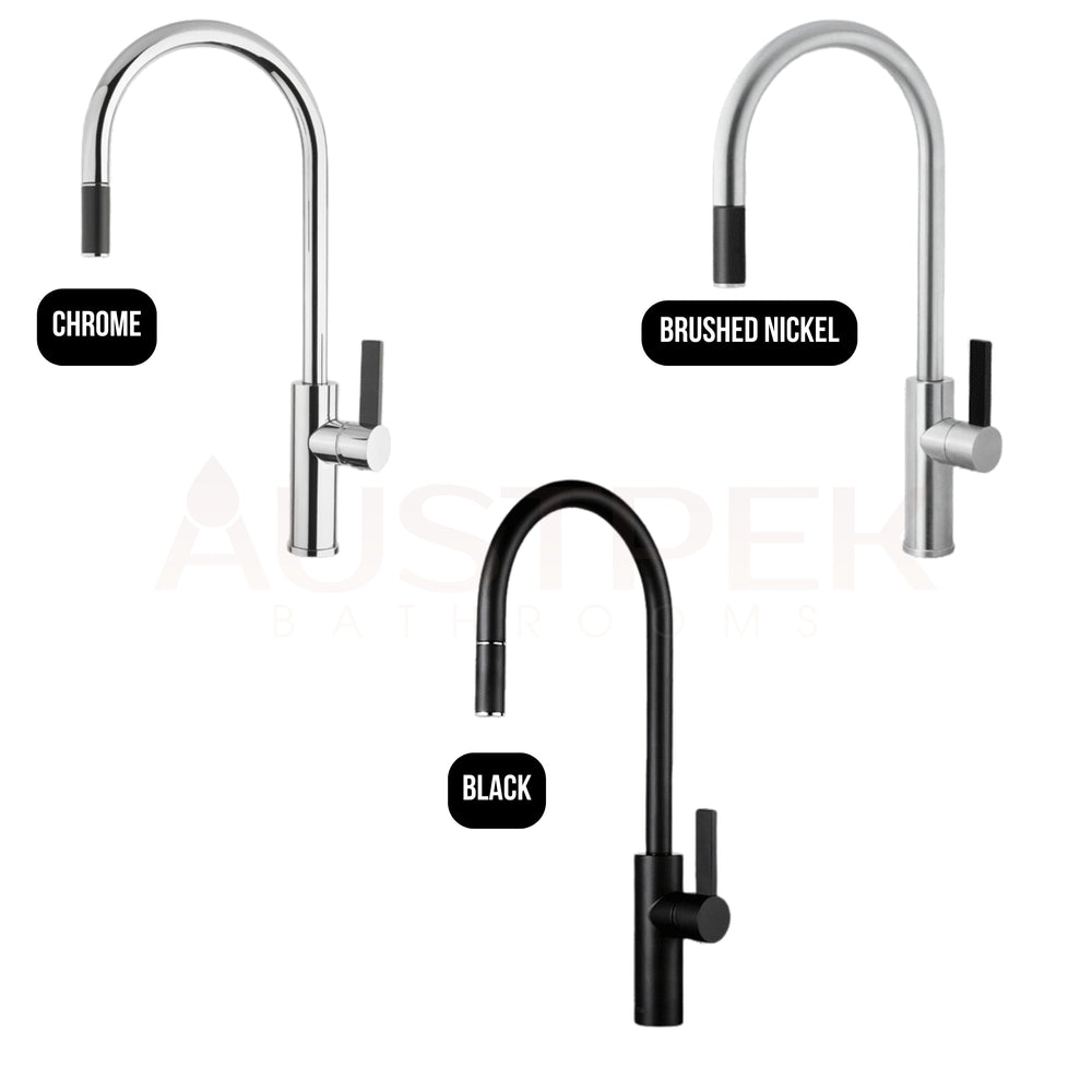 ARMANDO VICARIO LUZ LEAD FREE GOOSENECK PULL-OUT SINK MIXER BLACK