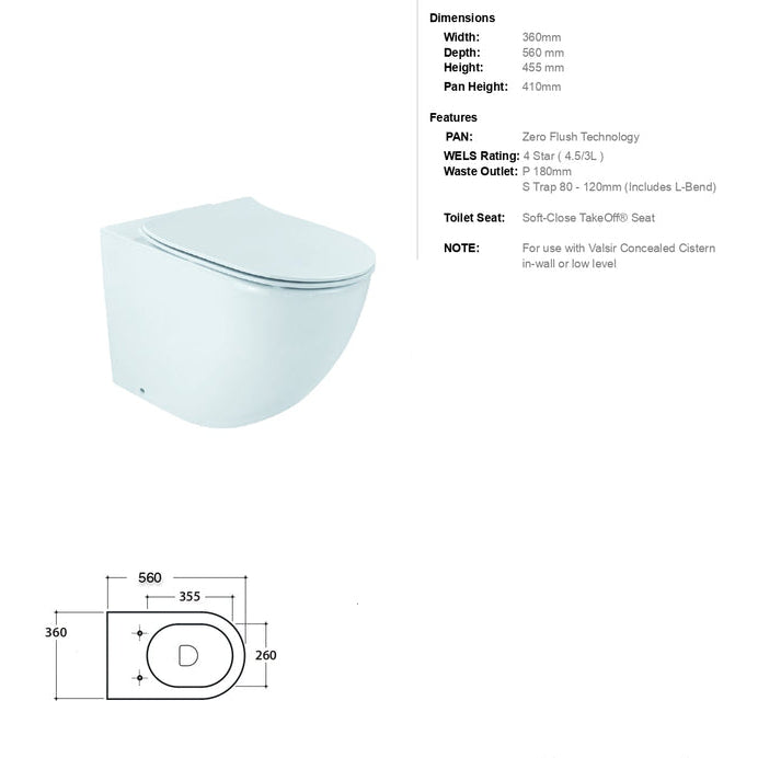 VEROTTI LUCI SLIM WALL FACED PAN GLOSS WHITE - Spec Sheet