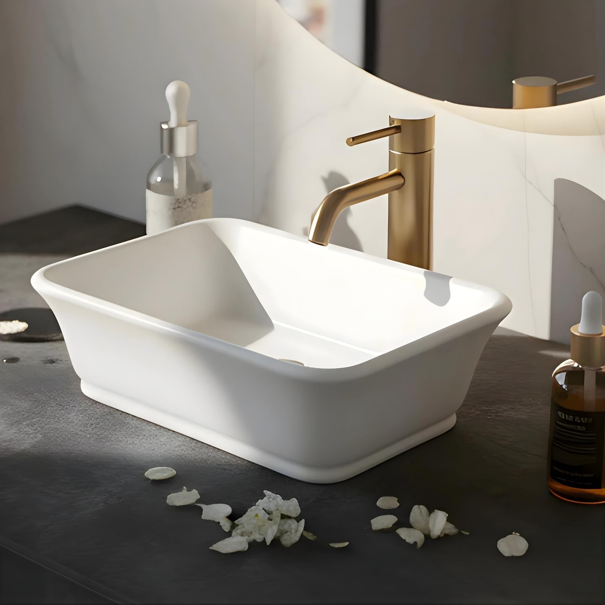 TURNER HASTINGS KIRKHAM TITANCAST HANDCRAFTED ABOVE COUNTER BASIN SATIN SILK WHITE 525MM