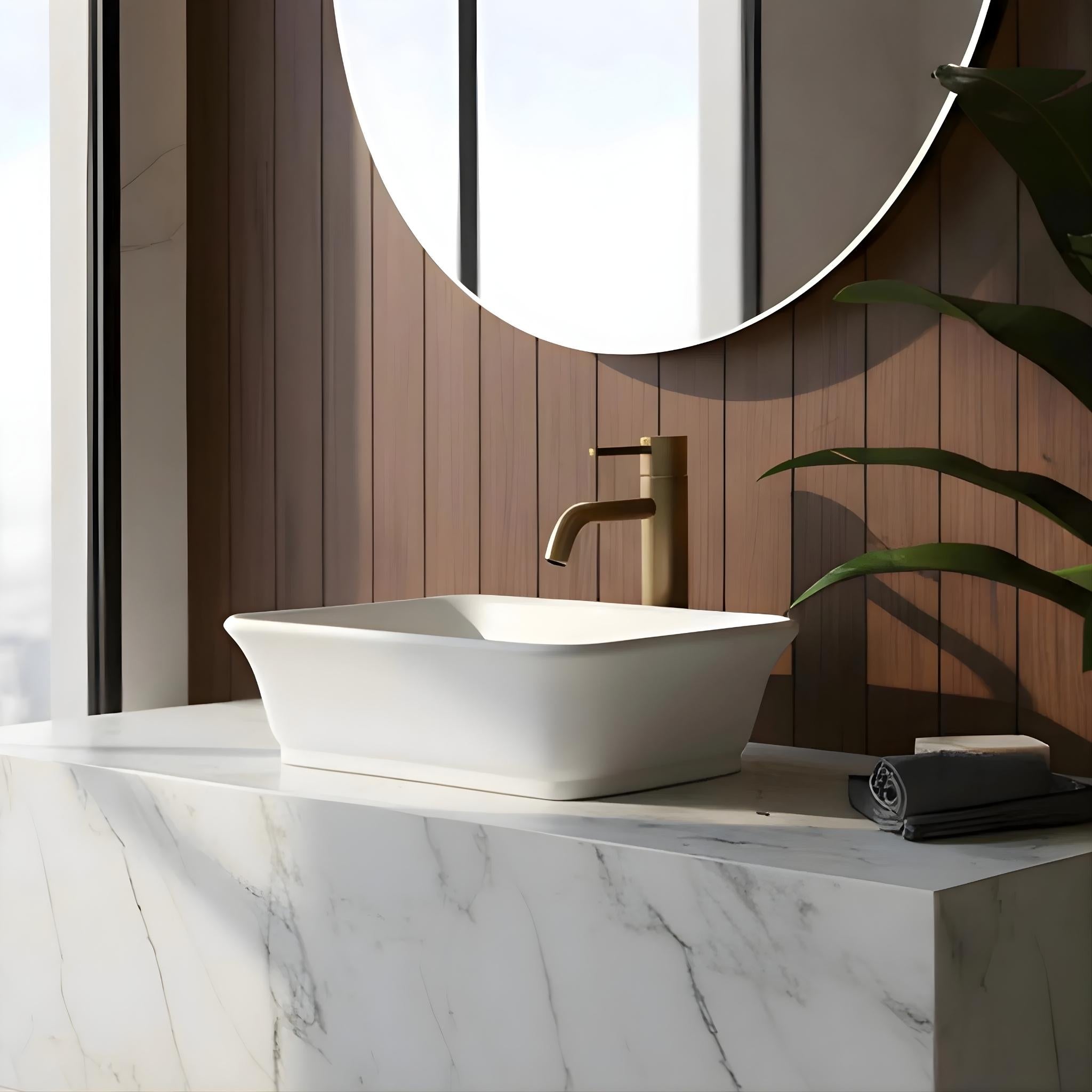 TURNER HASTINGS KIRKHAM TITANCAST HANDCRAFTED ABOVE COUNTER BASIN SATIN SILK WHITE 525MM