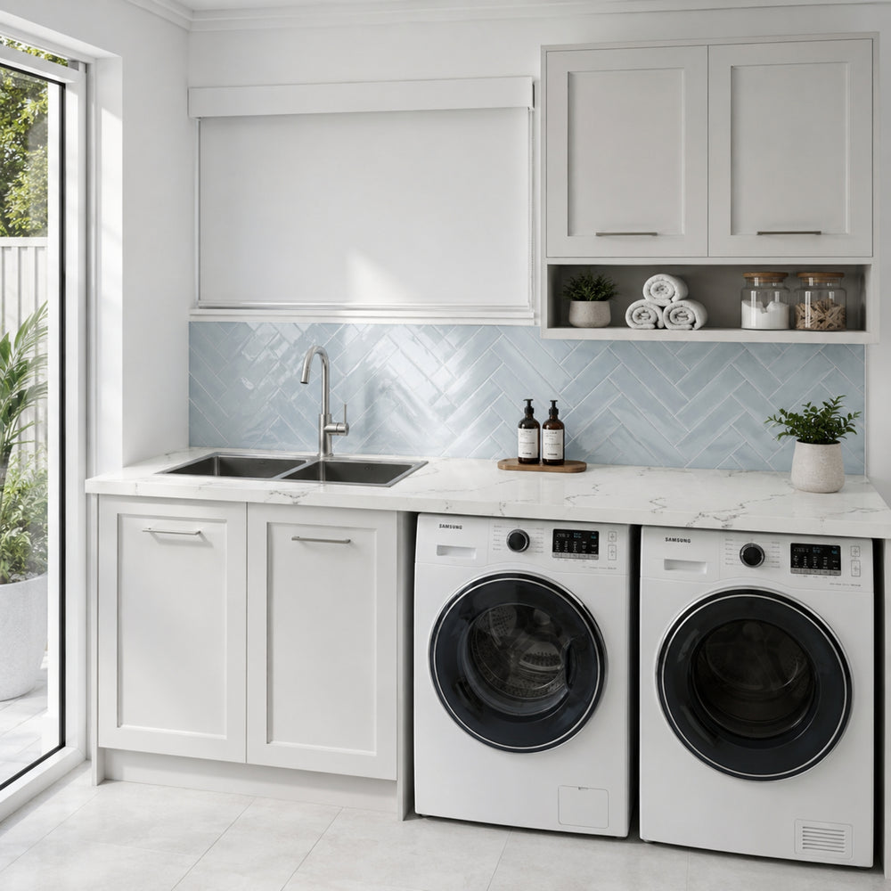 TIMBERLINE SILKSURFACE STRATISS DOUBLE BOWL LAUNDRY LAMINATED SLAB TOP