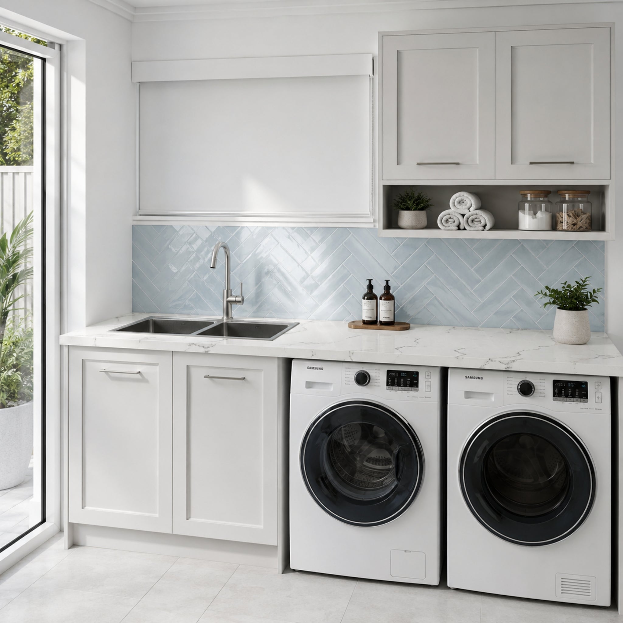 TIMBERLINE SILKSURFACE STRATISS DOUBLE BOWL LAUNDRY LAMINATED SLAB TOP