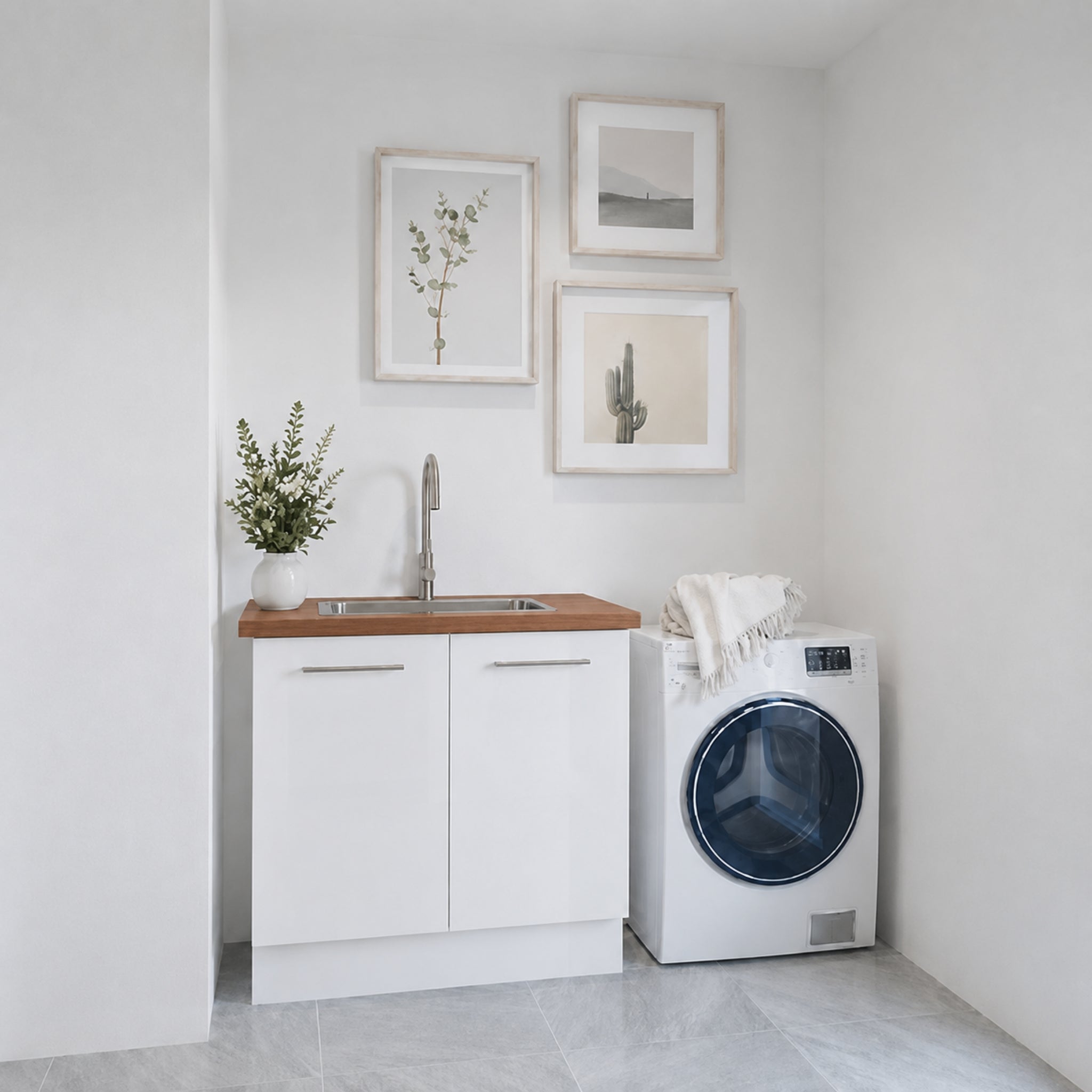 TIMBERLINE LAMINEX LIGHT JARRAH TRUESCALE™ ABSOLUTEGRAIN® SINGLE BOWL LAUNDRY LAMINATE BENCHTOP