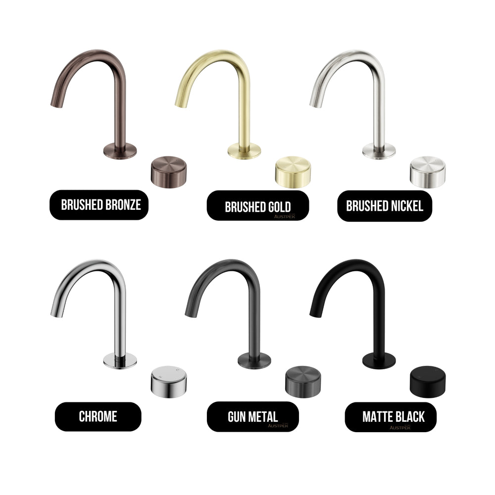 NERO SERENITY PROGRESSIVE BASIN MIXER ARC SPOUT WITH METAL HANDLE 210MM CHROME