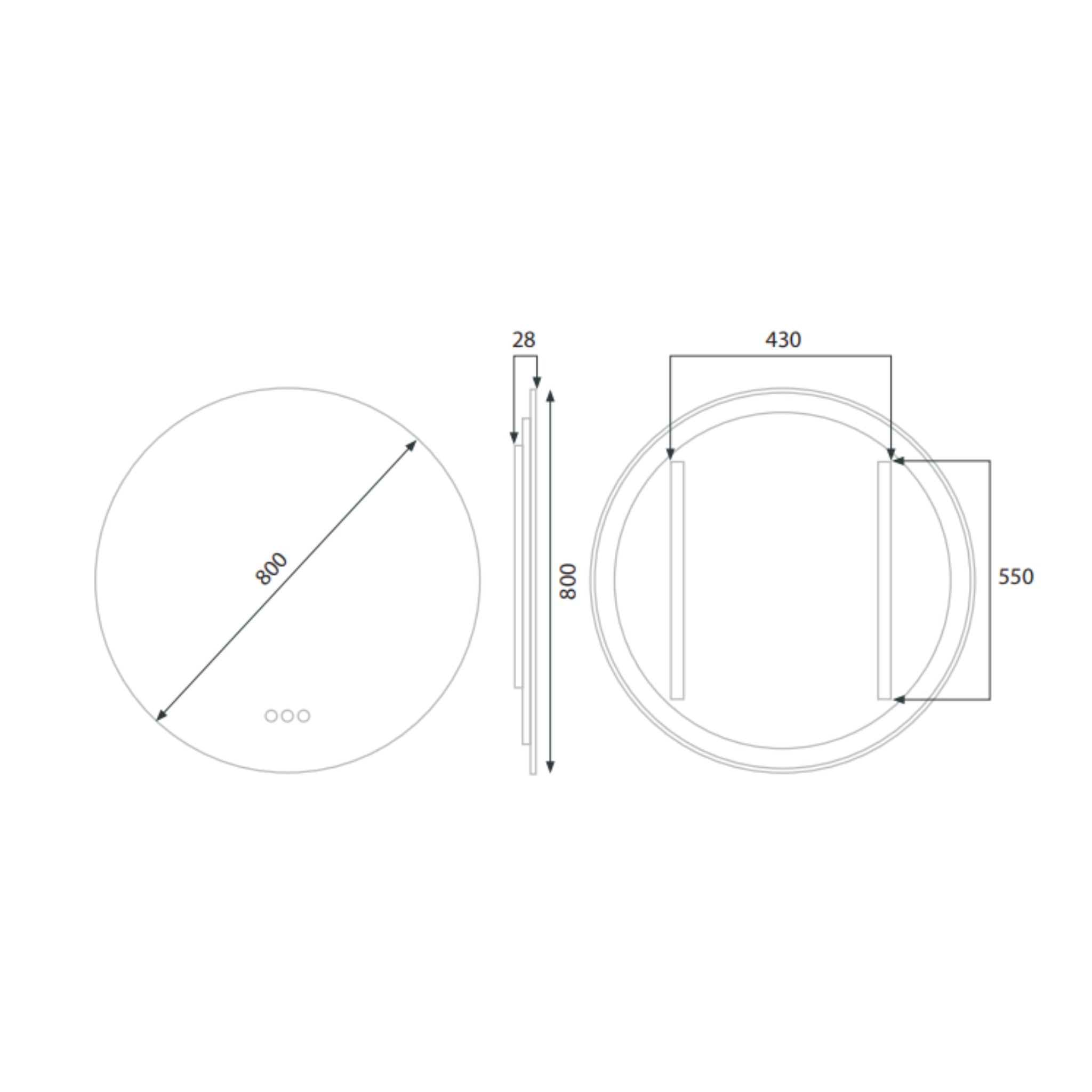 RADIANT HEATING AURA OLËK LED MIRROR BRUSHED NICKEL 800MM