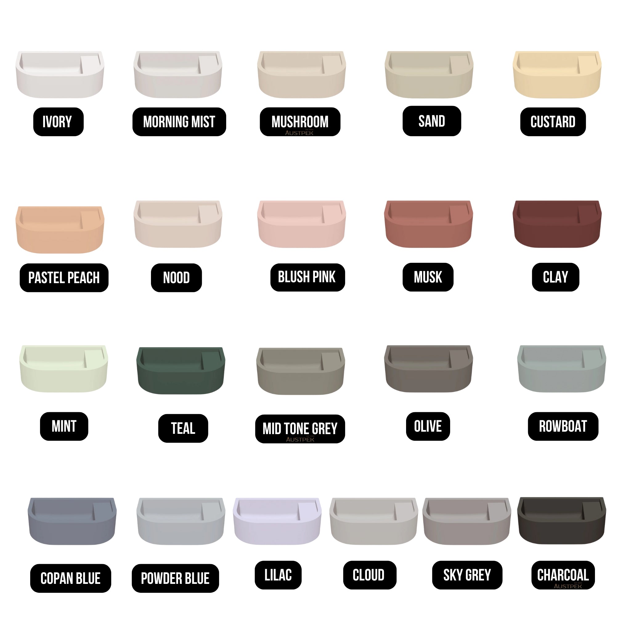 NOOD CO LOOP 01 ABOVE COUNTER / WALL HUNG BASIN POWDER BLUE 440MM