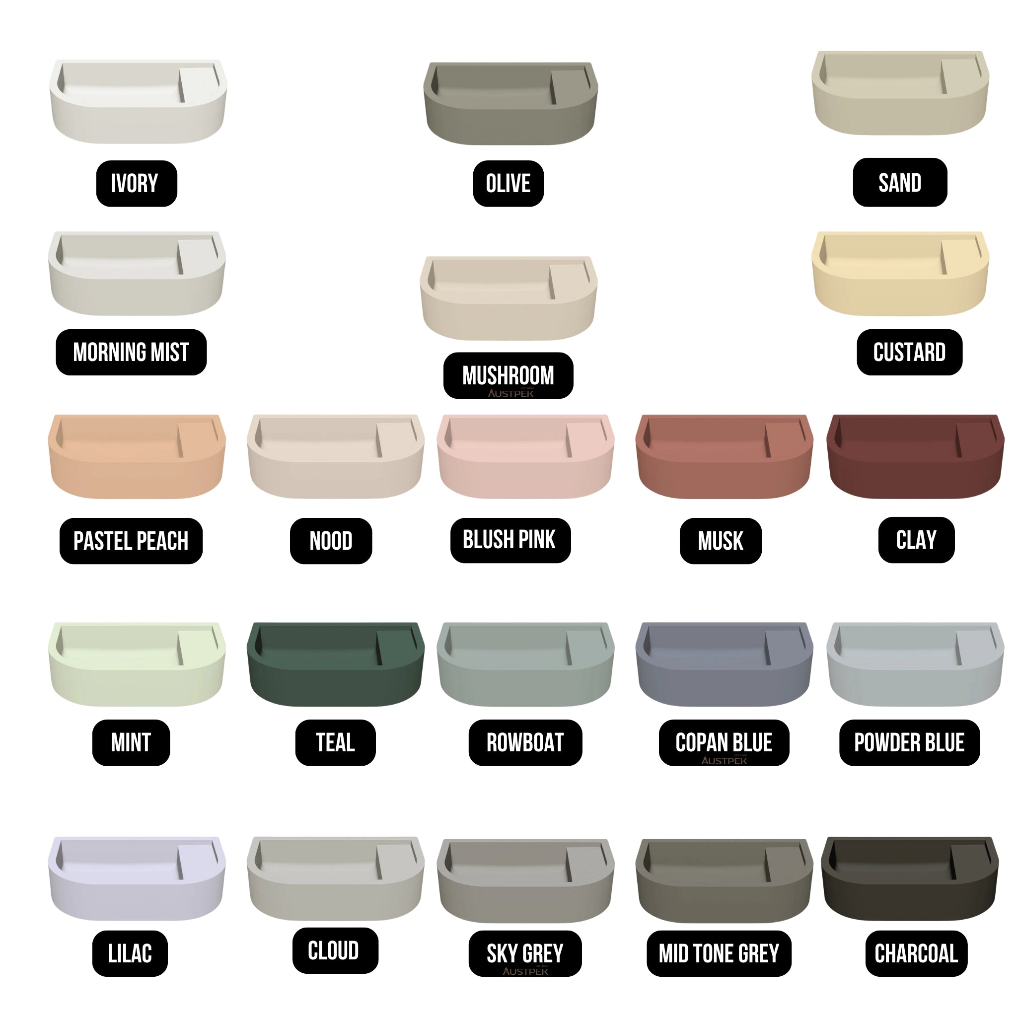 NOOD CO LOOP 02 ABOVE COUNTER / WALL HUNG BASIN POWDER BLUE 540MM