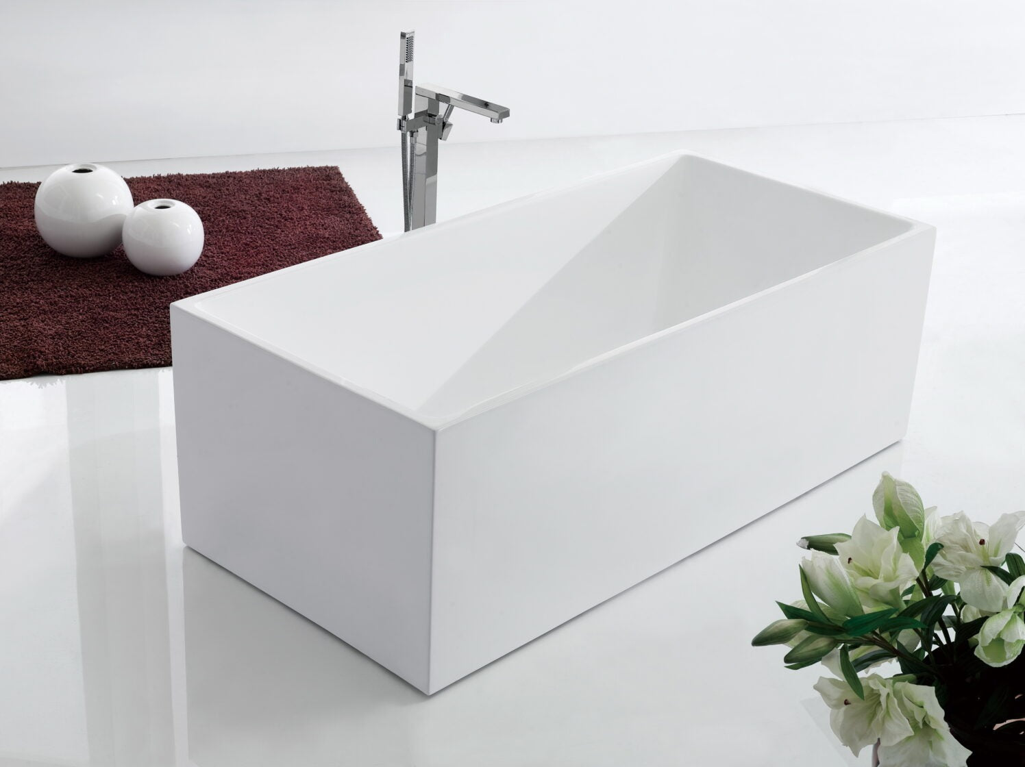 RIVA LOTUS FREESTANDING BATHTUB GLOSS WHITE (AVAILABLE IN 1200MM, 1300MM, 1400MM, 1500MM, 1600MM AND 1700MM)