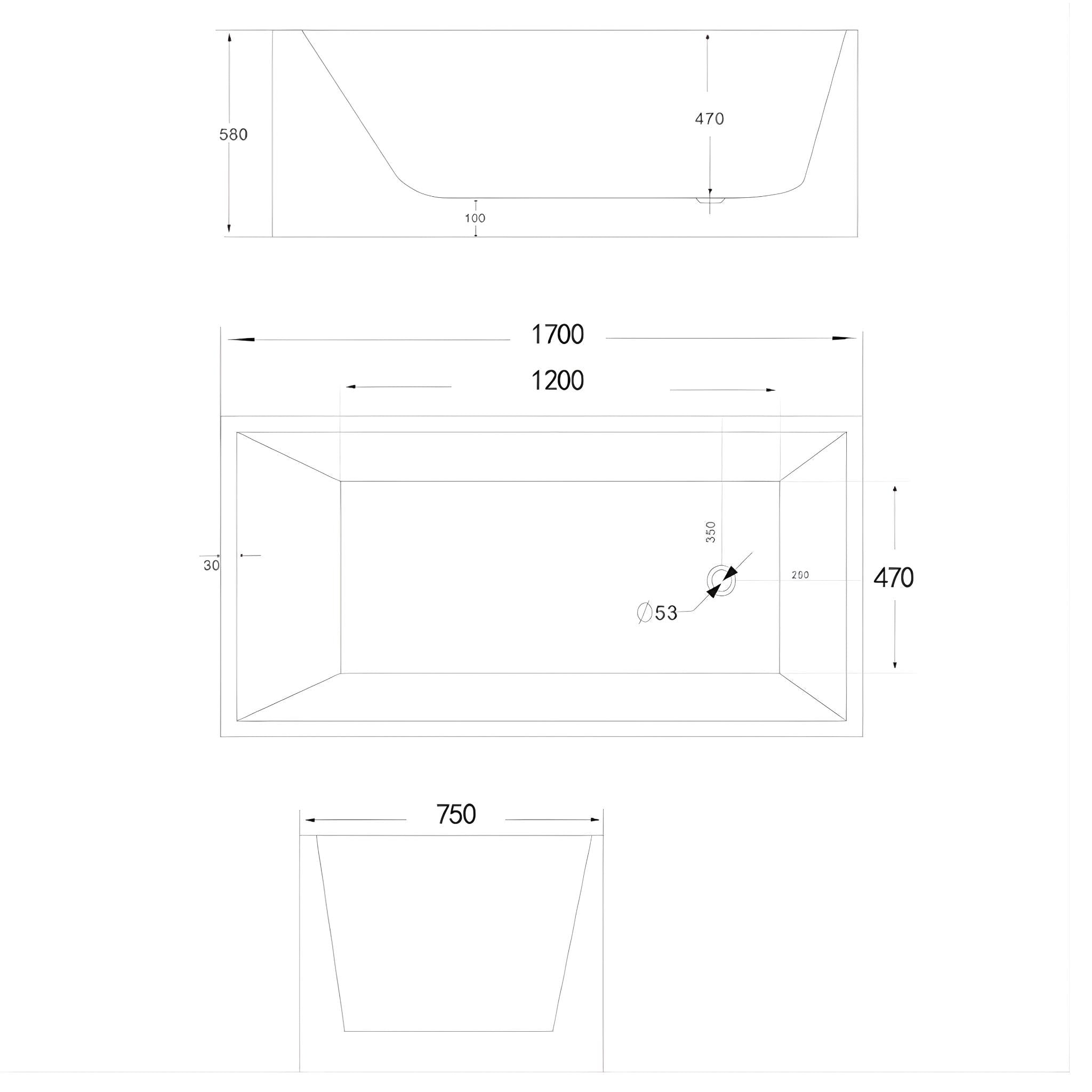 RIVA LOTUS FREESTANDING BATHTUB GLOSS WHITE (AVAILABLE IN 1200MM, 1300MM, 1400MM, 1500MM, 1600MM AND 1700MM)