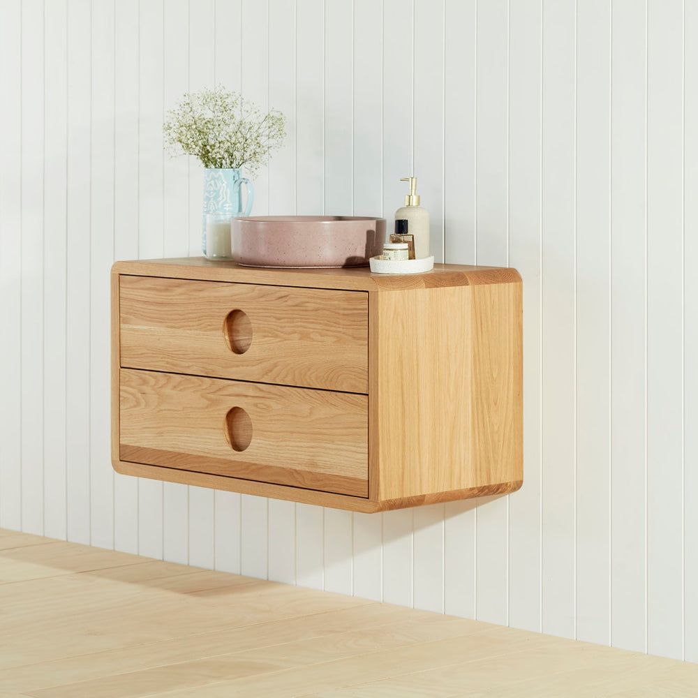 JR BESPOKE LUNA SOLID TIMBER CUSTOM WALL HUNG VANITY (ALL SIZING)