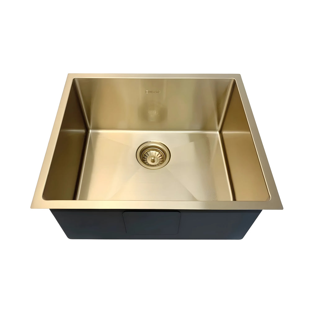 OTTI AXON 45S SINGLE BOWL KITCHEN AND LAUNDRY SINK BRUSHED GOLD 450MM