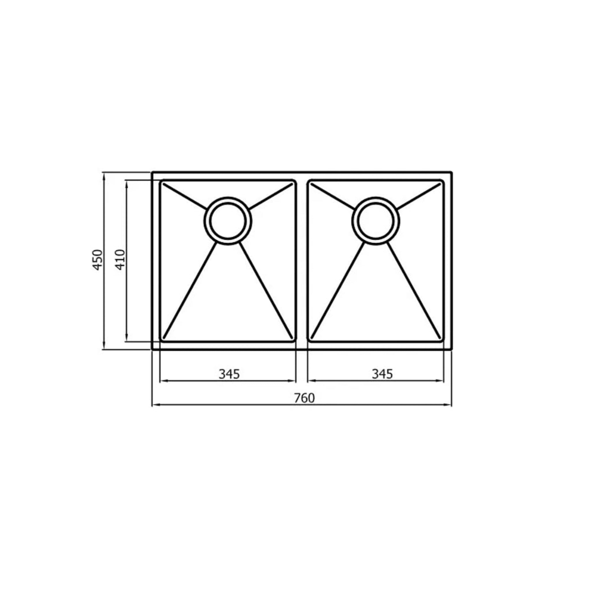 OTTI ARTE 76D DOUBLE BOWL KITCHEN AND LAUNDRY SINK BRUSHED GOLD 760MM