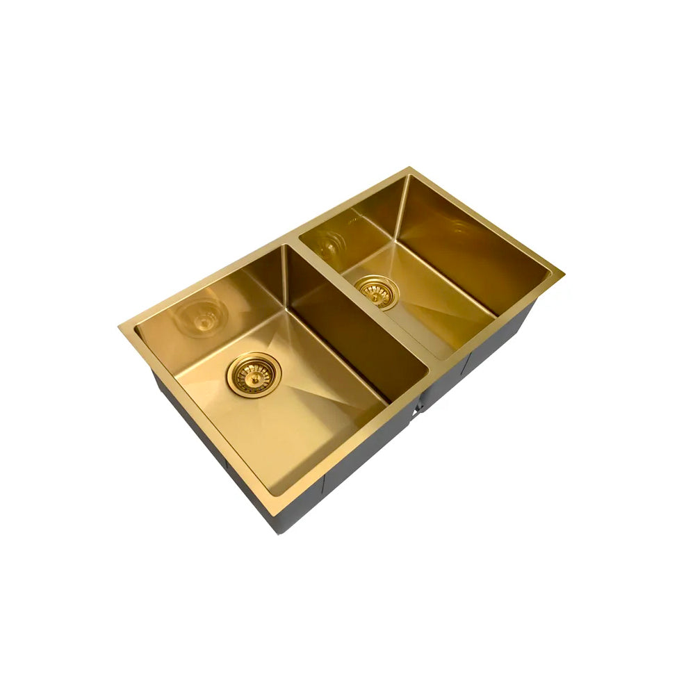 INSPIRE ARTE DOUBLE BOWL KITCHEN SINK 88D BRUSHED GOLD 880MM