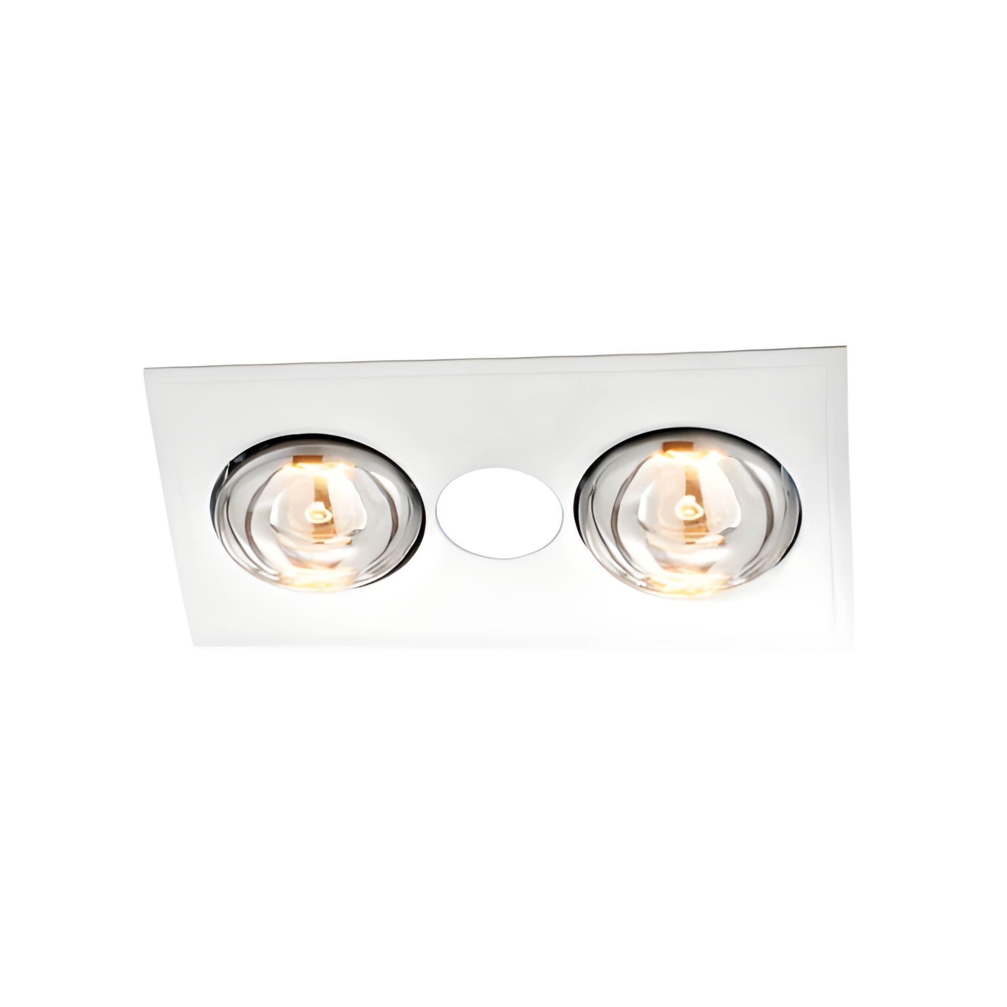 VENTAIR MYKA 2 SLIMLINE 3 IN 1 WITH 2 HEAT LAMPS, LED DOWNLIGHT AND SIDE DUCTED EXHAUST WHITE