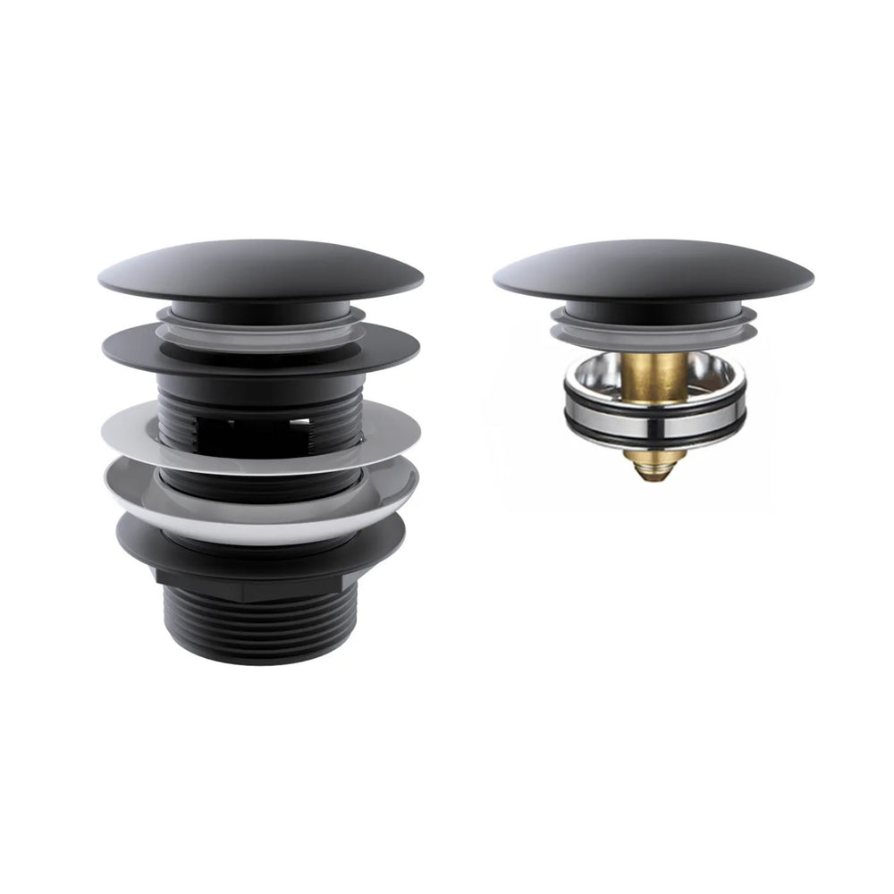 OTTI MUSHROOM PULL-OUT/POP-UP OVERFLOW BATHTUB WASTE 40MM MATTE BLACK