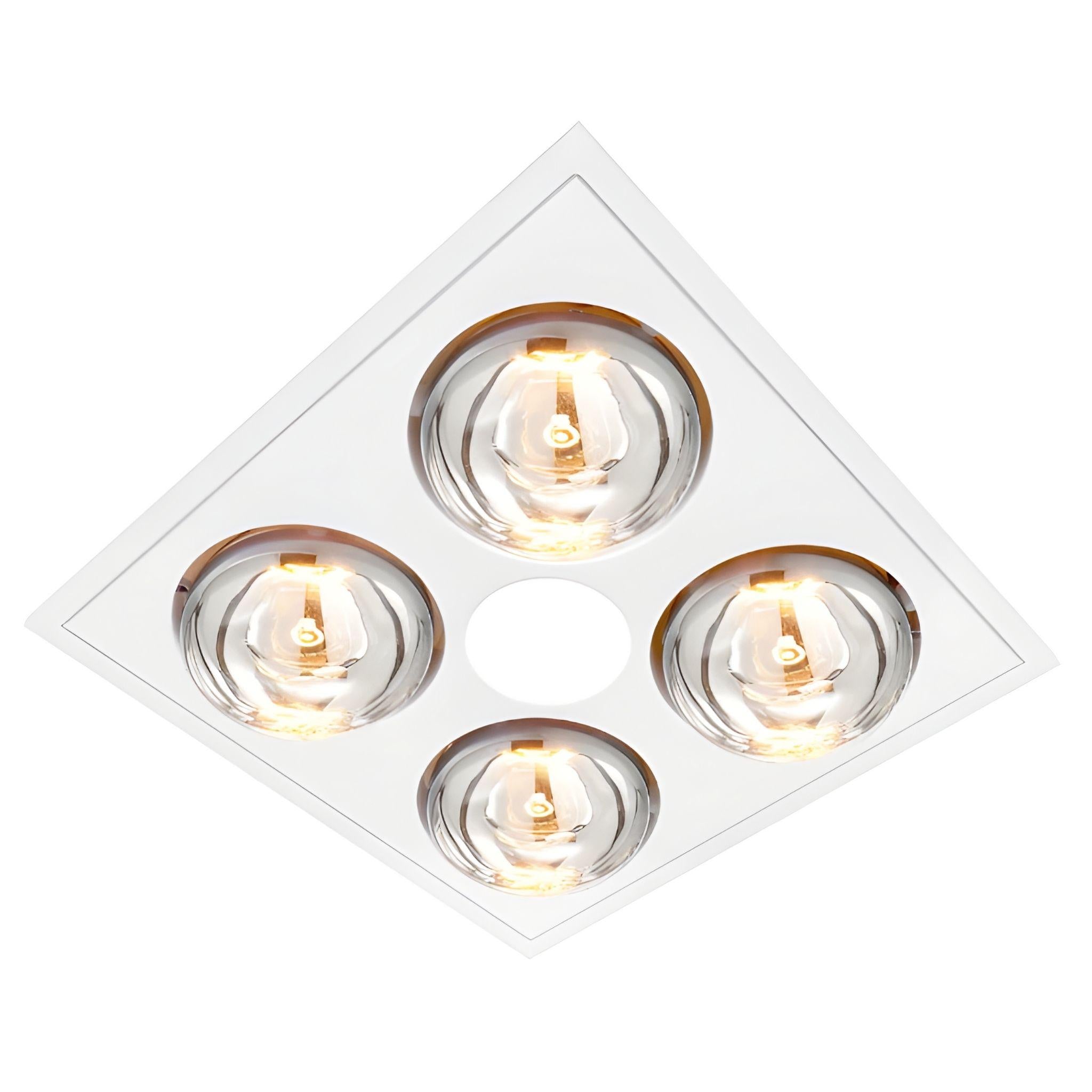 VENTAIR MYKA 4 SLIMLINE 3 IN 1 WITH 4 HEAT LAMPS, LED DOWNLIGHT AND SIDE DUCTED EXHAUST SILVER