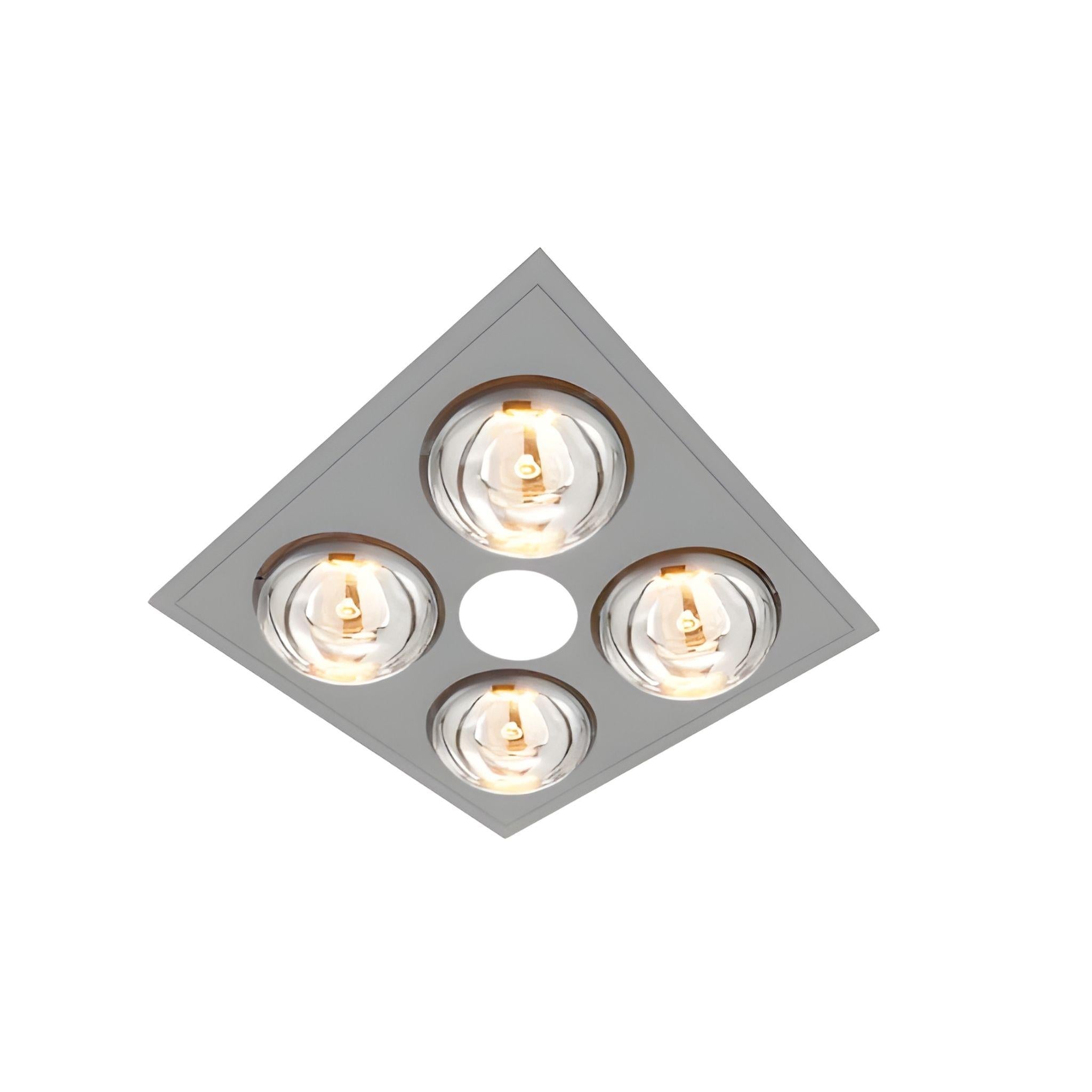 VENTAIR MYKA 4 SLIMLINE 3 IN 1 WITH 4 HEAT LAMPS, LED DOWNLIGHT AND SIDE DUCTED EXHAUST SILVER