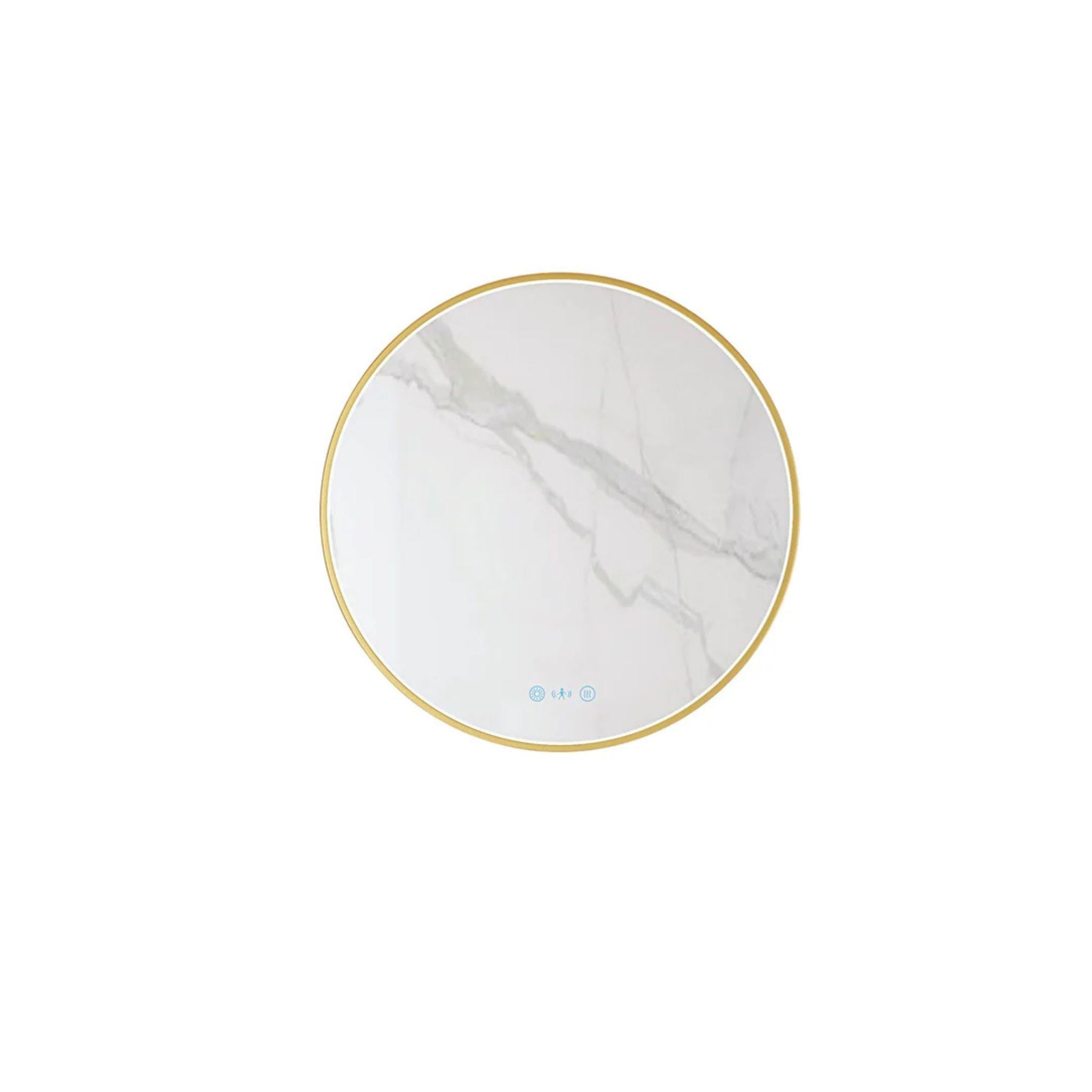 MERCIO MAIA FRAMED ROUND LED MIRROR BRUSHED GOLD 600X600MM
