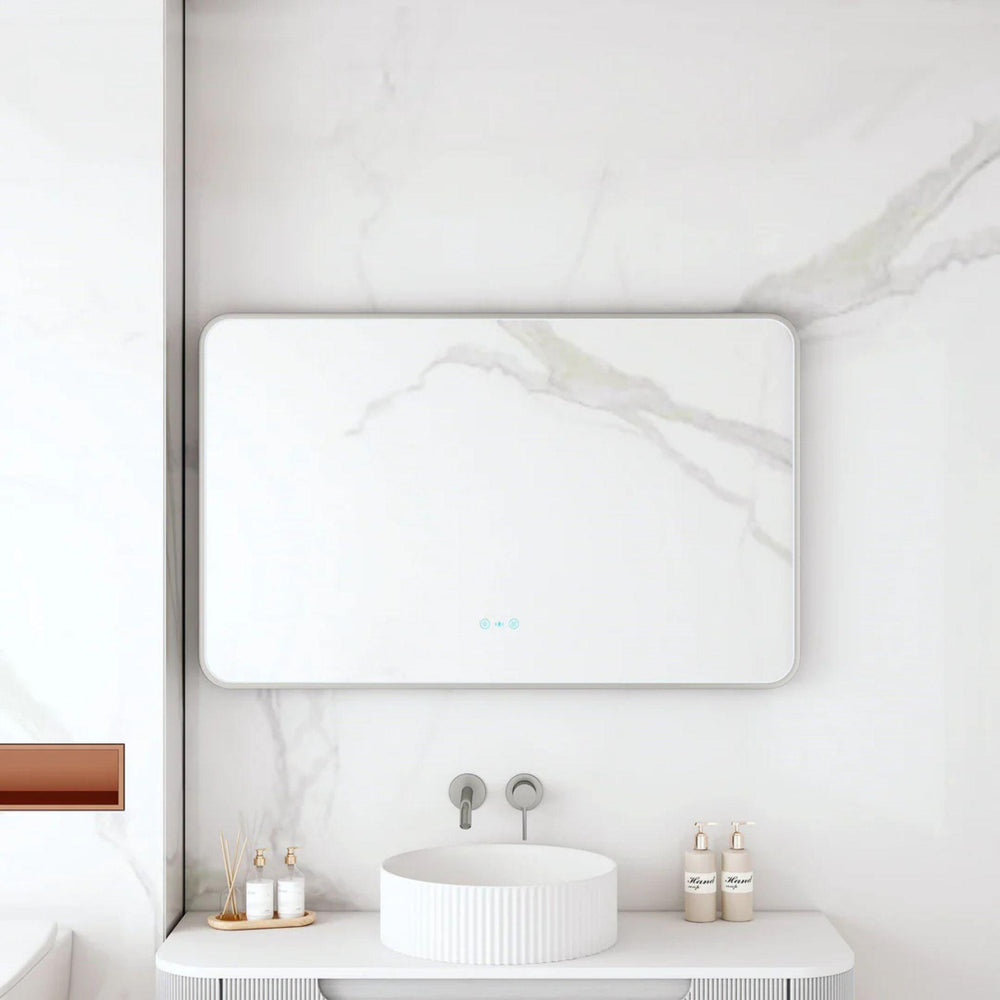 MERCIO MAIA FRAMED RECTANGULAR LED MIRROR GUN METAL 1200X750MM