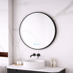 MERCIO MAIA FRAMED ROUND LED MIRROR MATTE BLACK 750X750MM